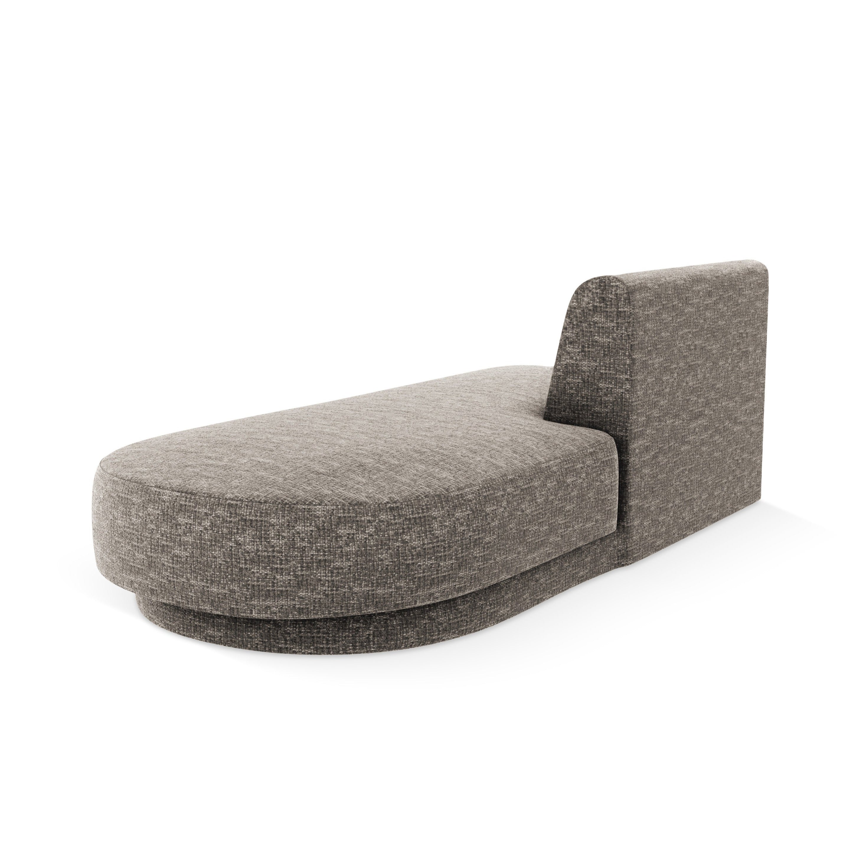 Right-facing 2-seater chaise longue MILEY gray silky chenille