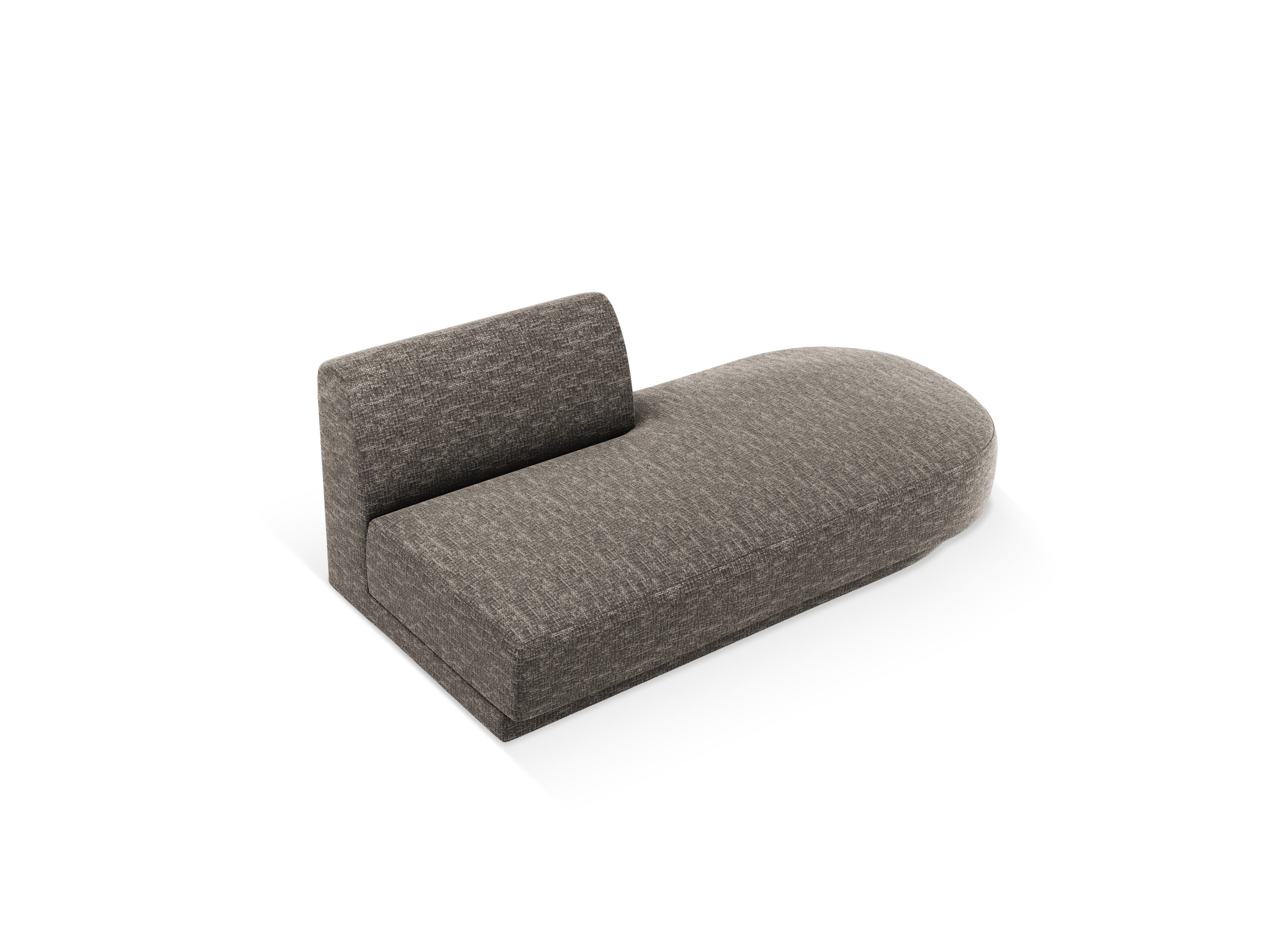 Right-facing 2-seater chaise longue MILEY gray silky chenille