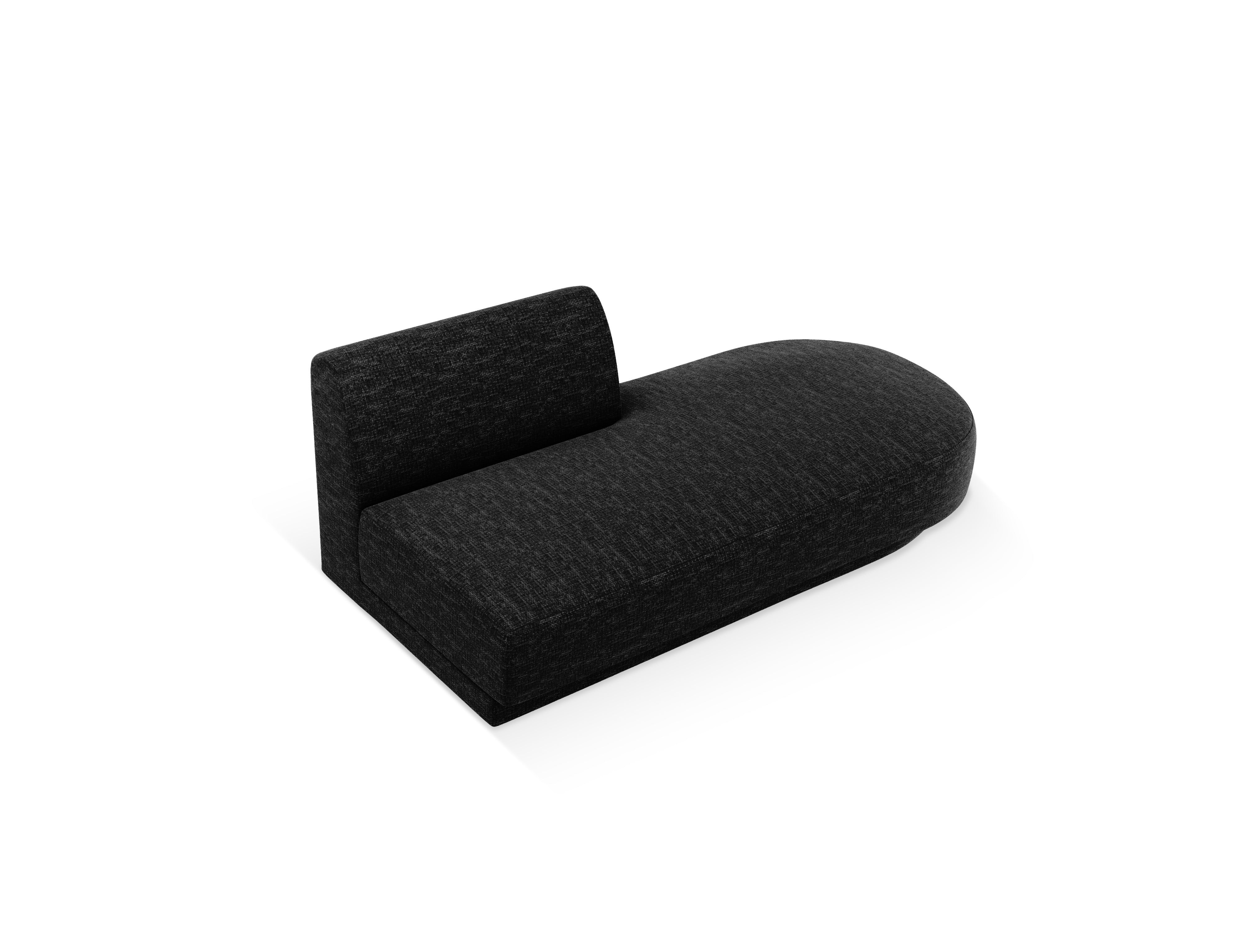 Right-facing 2-seater chaise longue MILEY black silky chenille