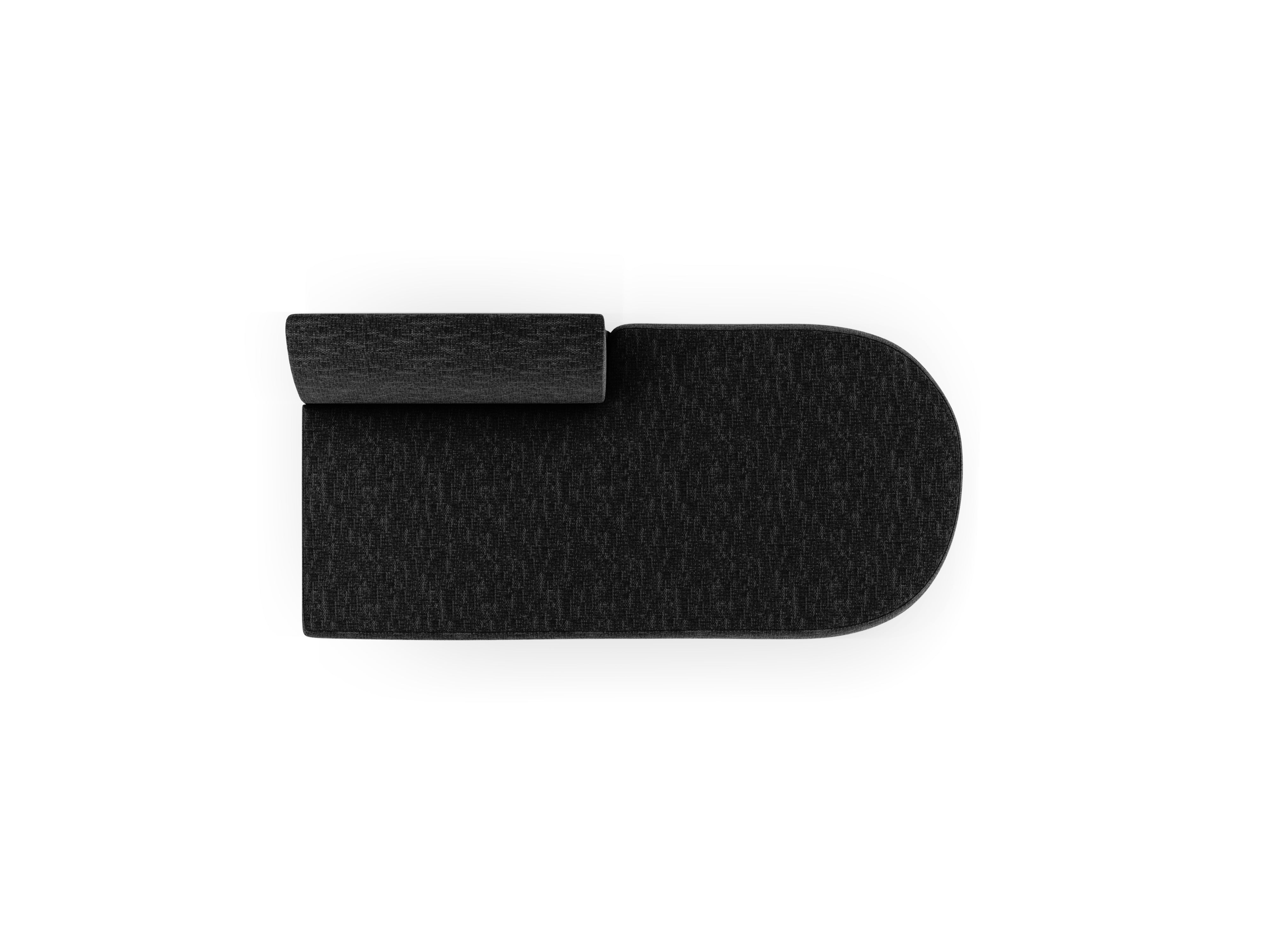 Right-facing 2-seater chaise longue MILEY black silky chenille