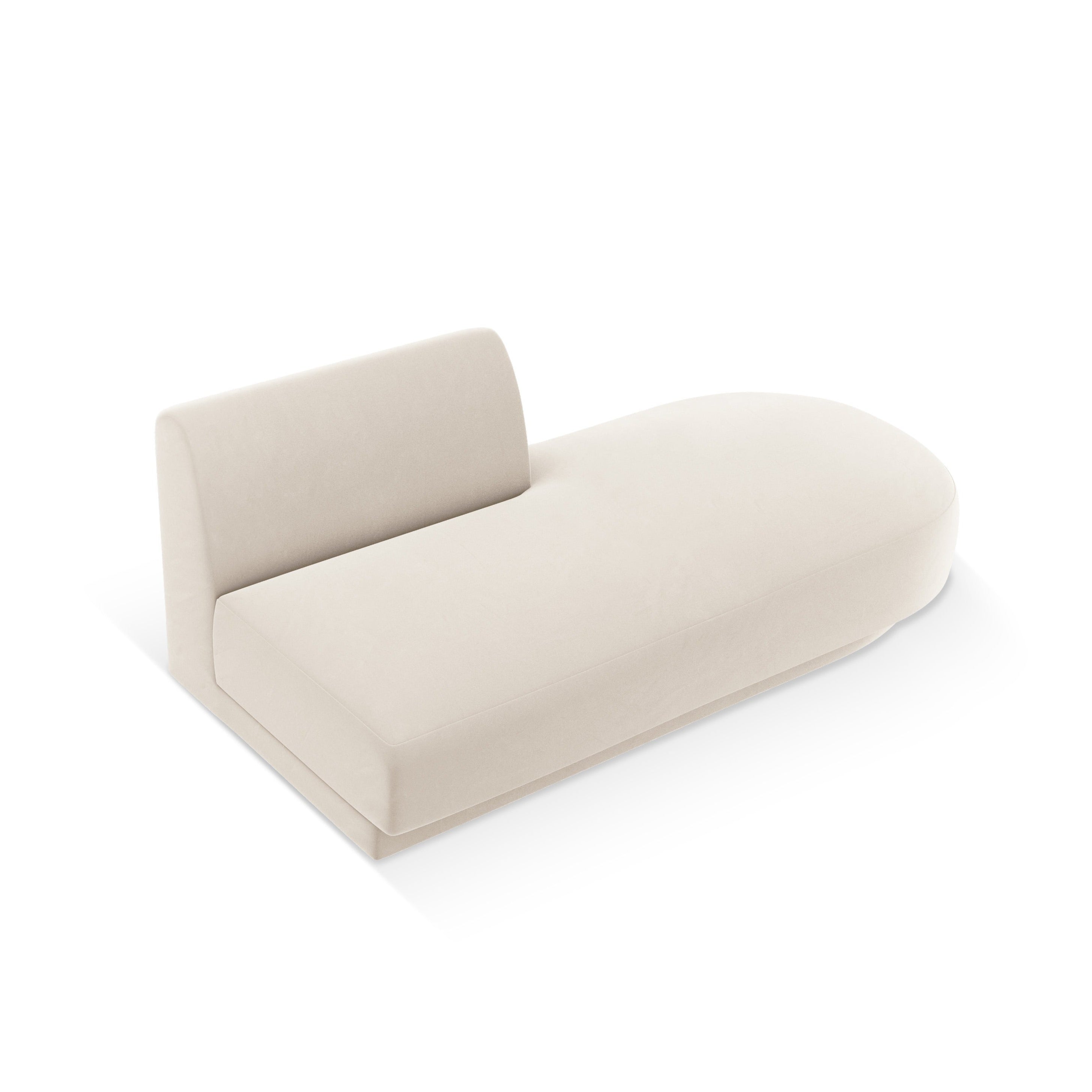 Dvojmiestny sametový pravostranný szezlong MILEY svetlo béžový