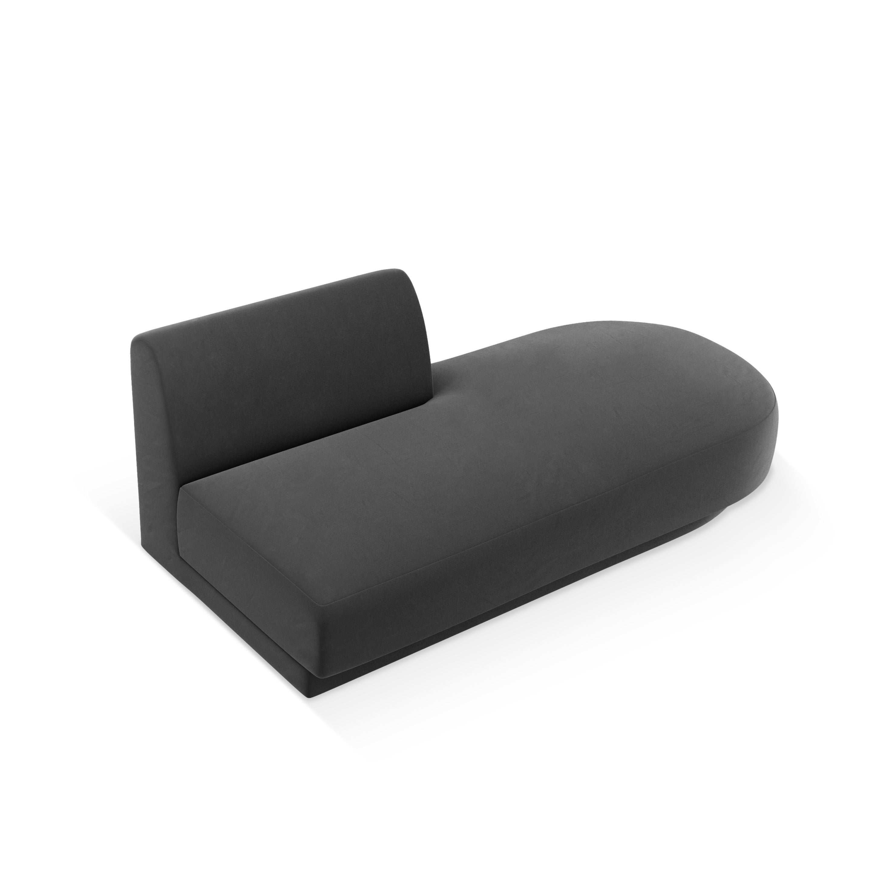 Szezlong 2-osobový zamatový pravostranný MILEY šedý