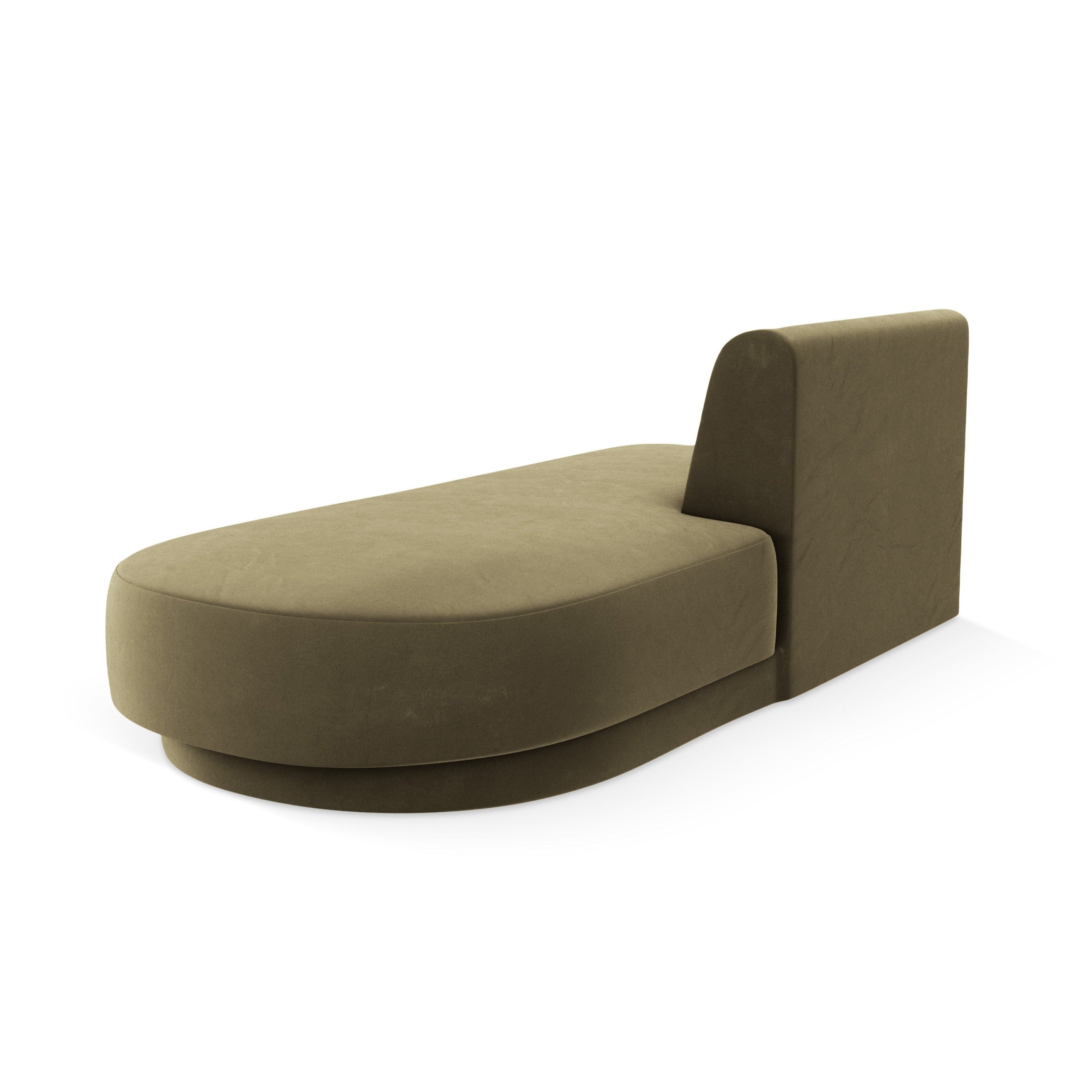 Green Velvet Right-Handed 2-Seater Chaise Longue MILEY