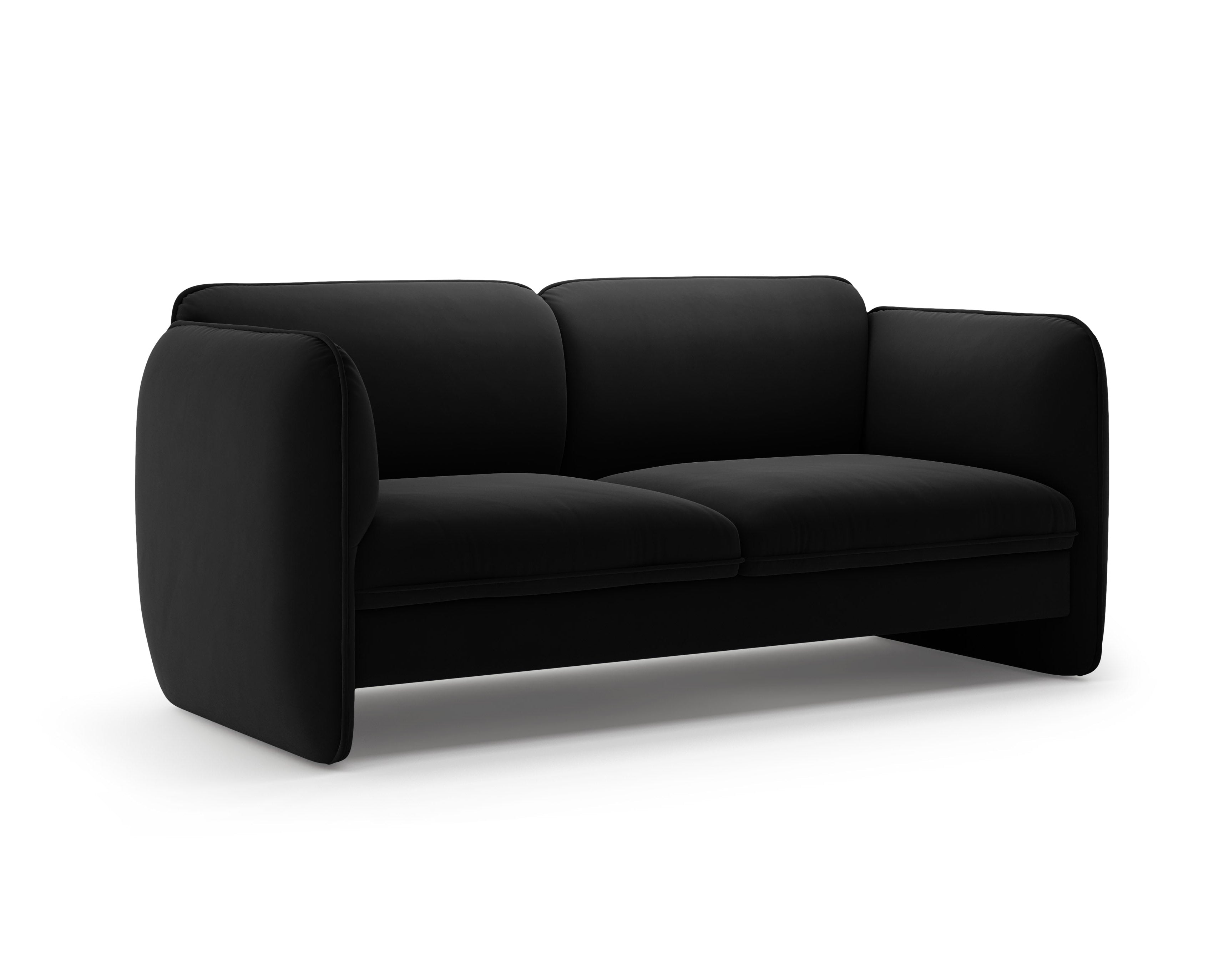 Sofa pre 2 osoby z jemného zamatového materiálu GEORGIA v čiernej farbe