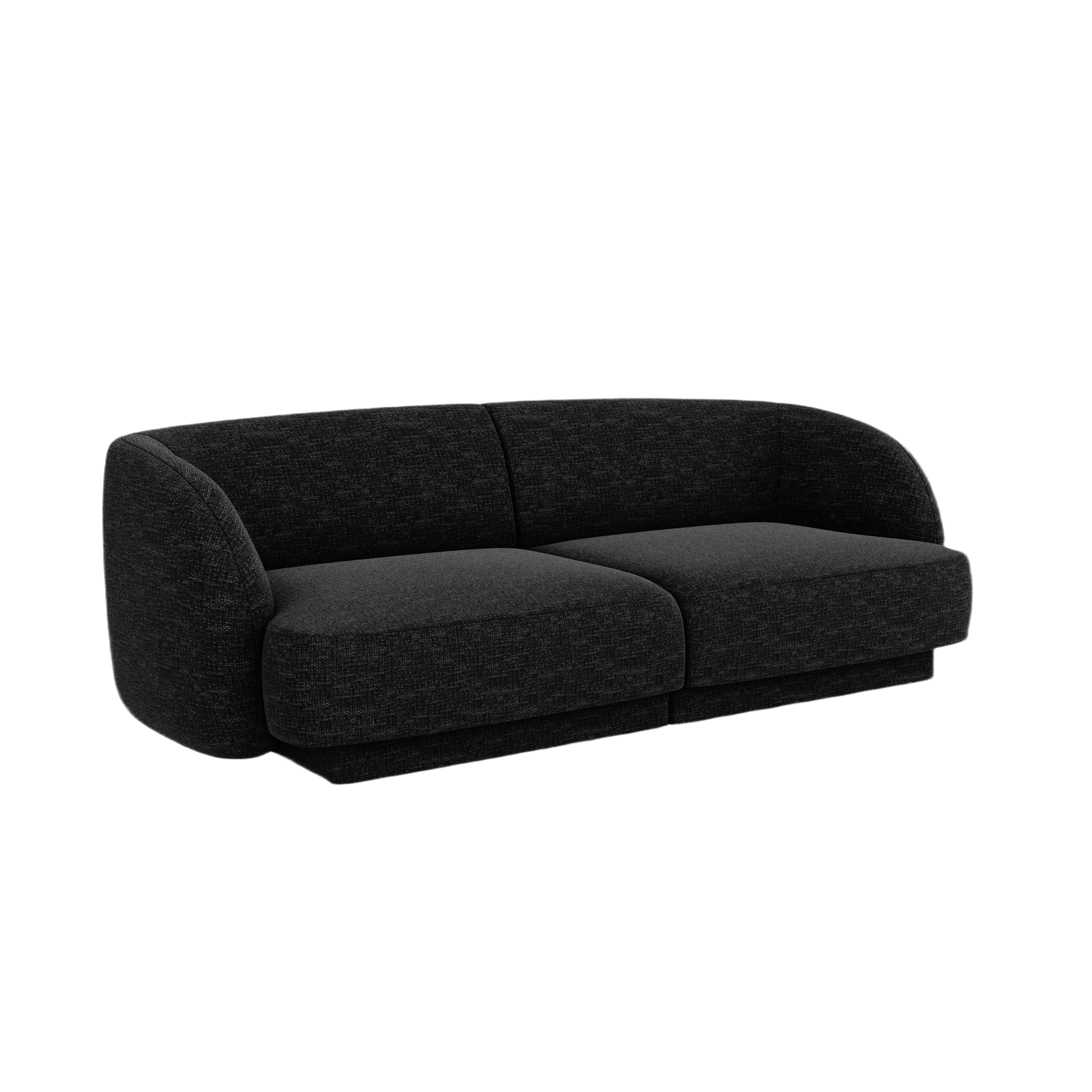 2-seater Sofa MILEY black chenille silky