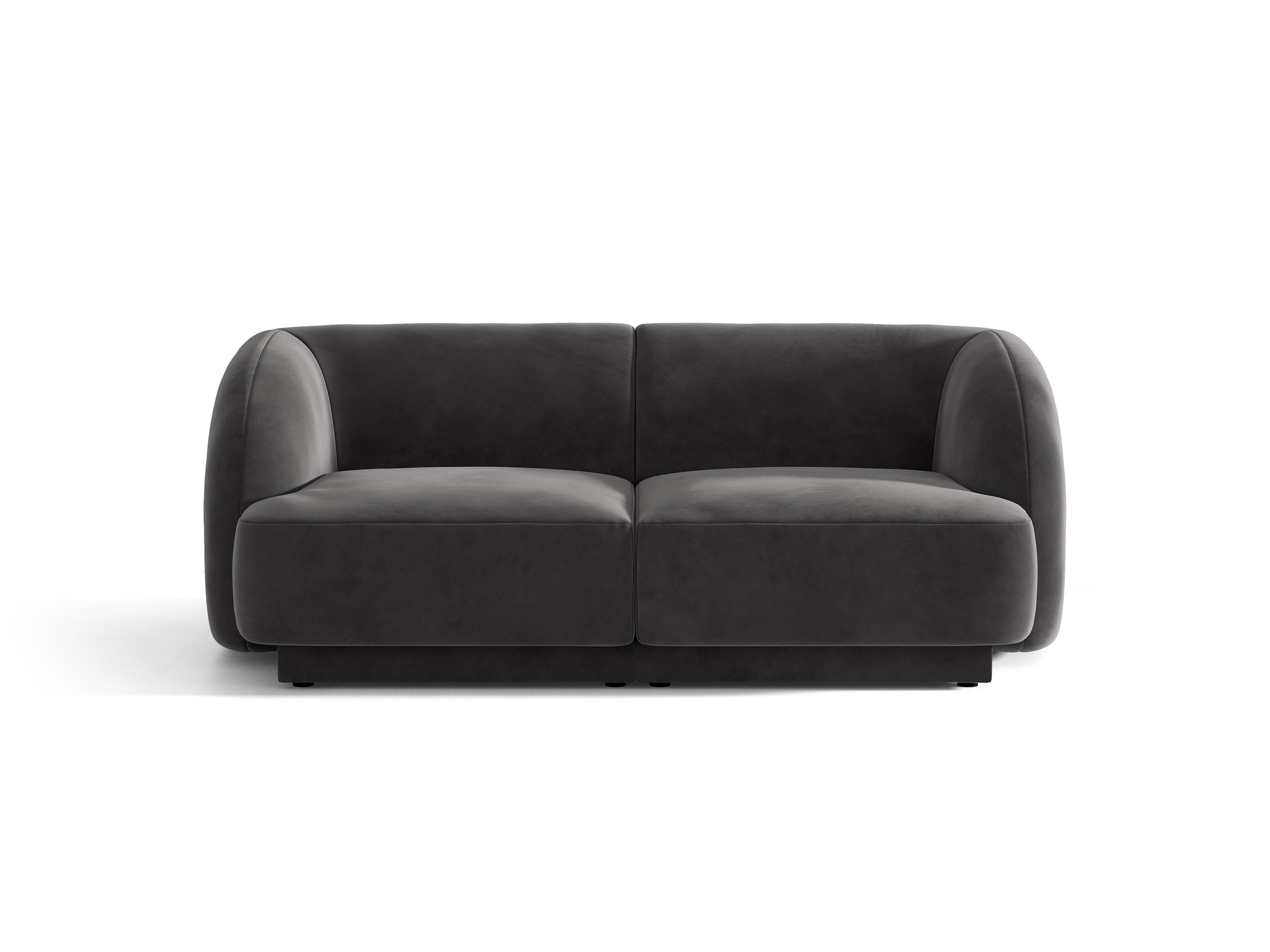 Sofa z jemného velúru pre 2 osoby MILEY tmavosivá