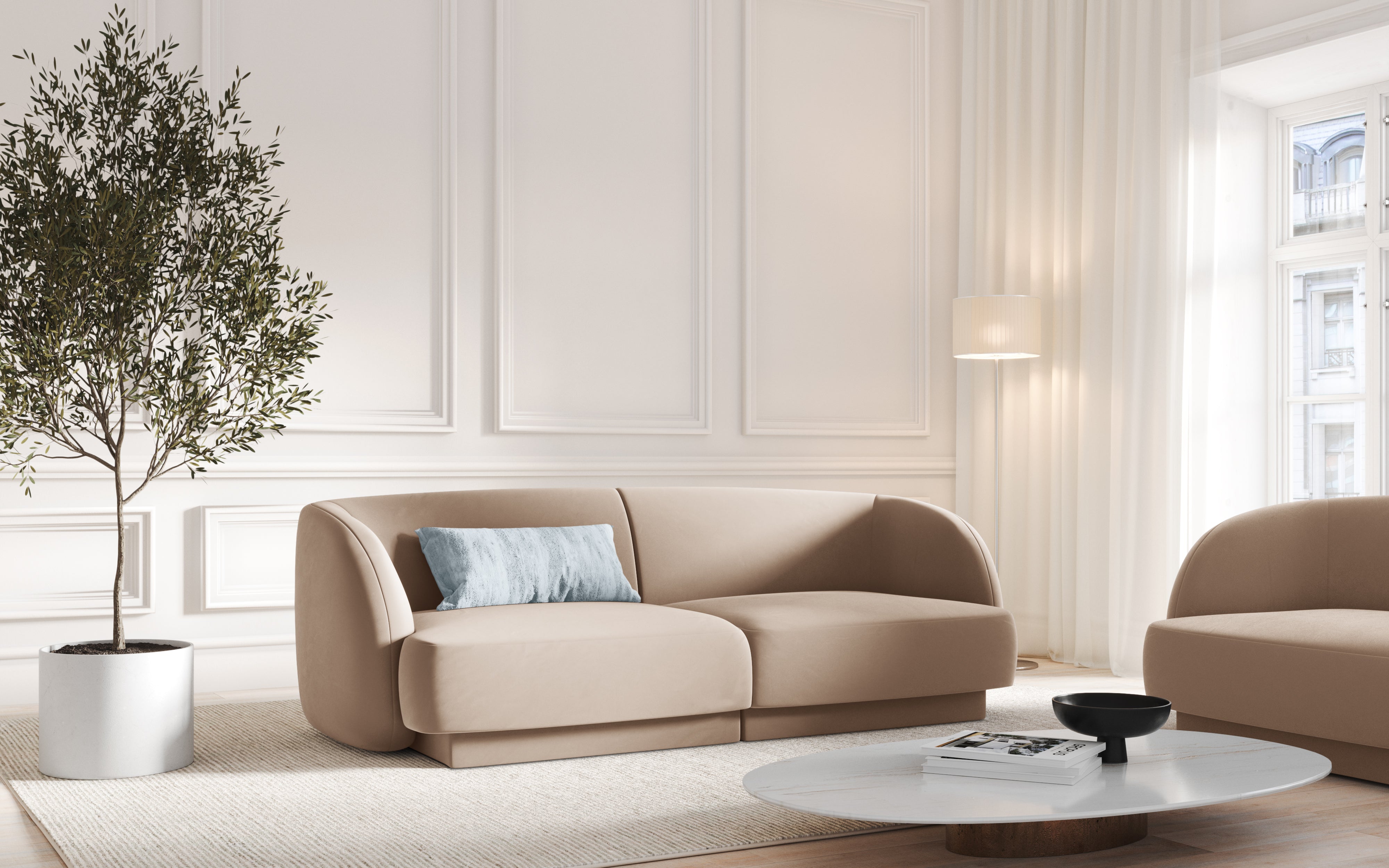 Sofa aksamitna 2-osobowa MILEY cappuccino Micadoni Eye on Design