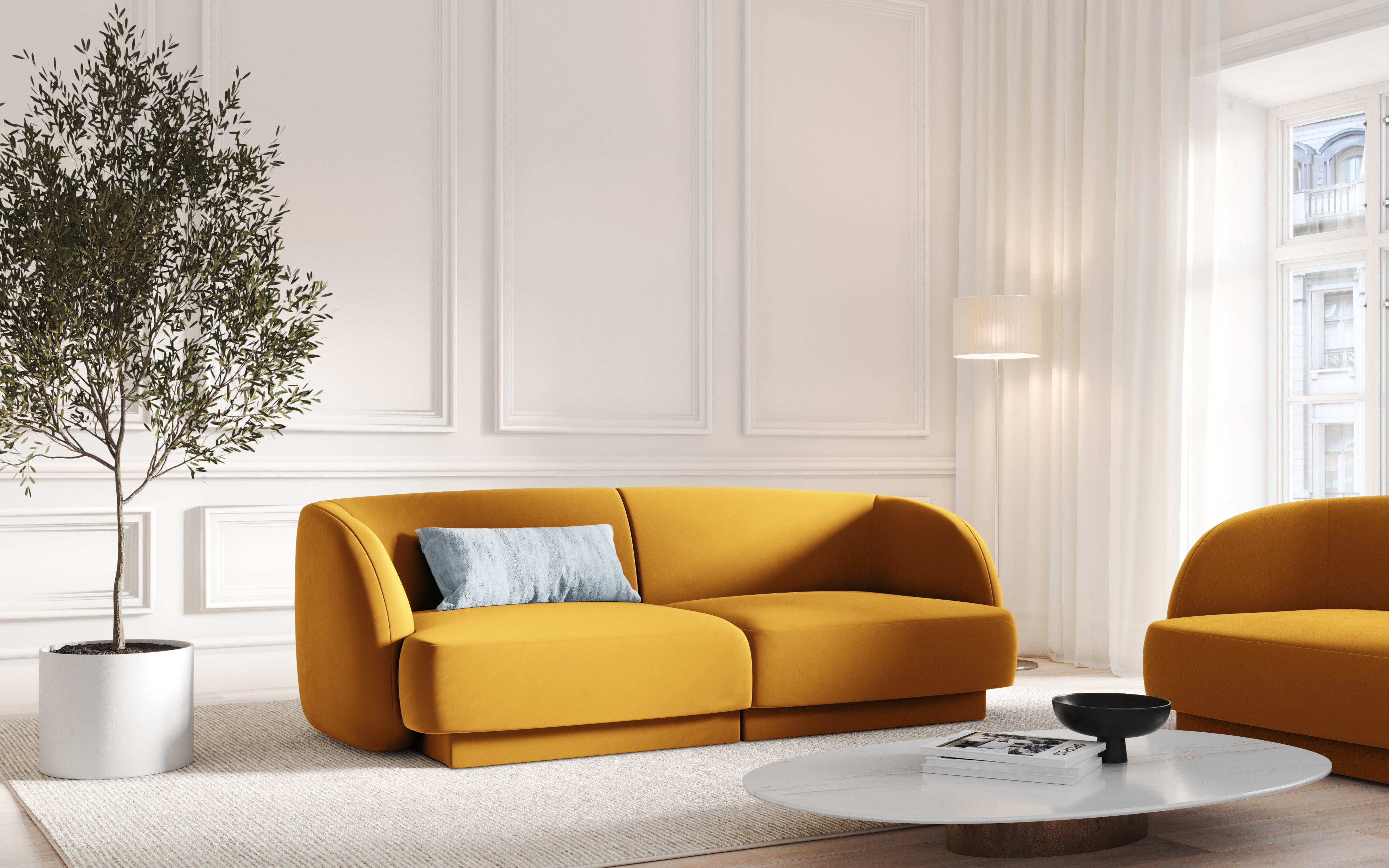 Sofa aksamitna 2-osobowa MILEY żółty Micadoni Eye on Design