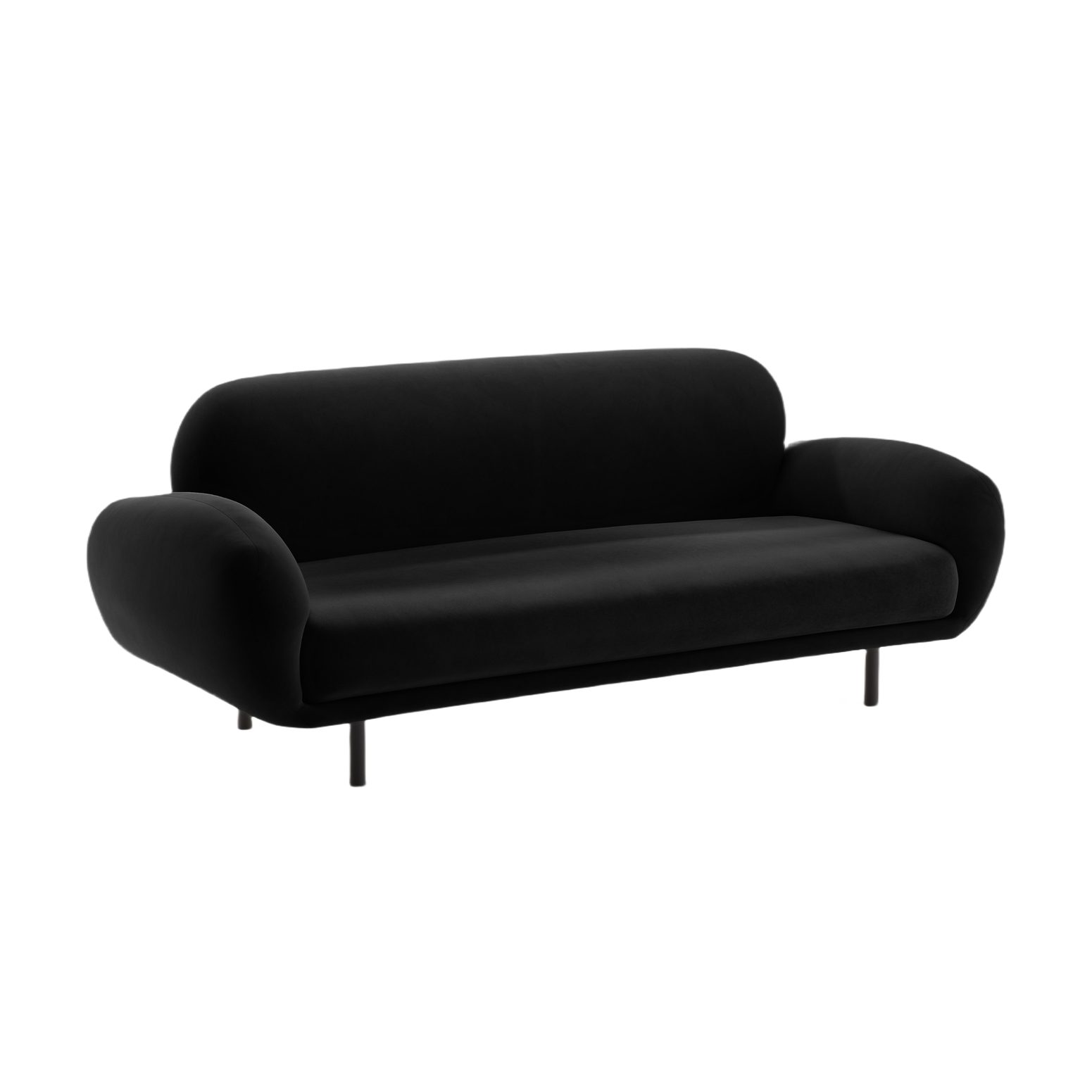 Sofa z jemného velúru 2,5-miestna POPPY čierna