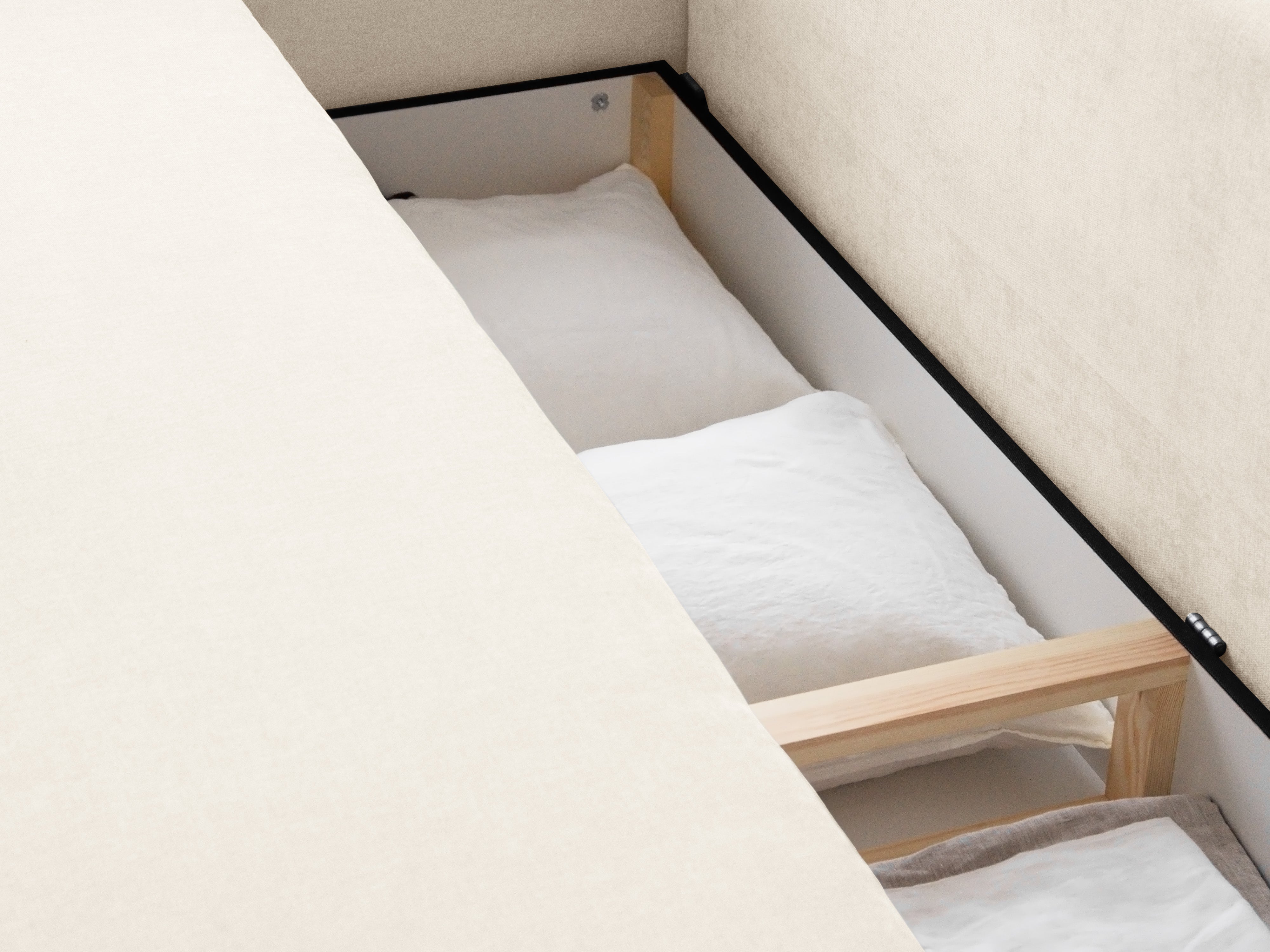 3-seater sofa with sleeping function ELEN ivory chenille