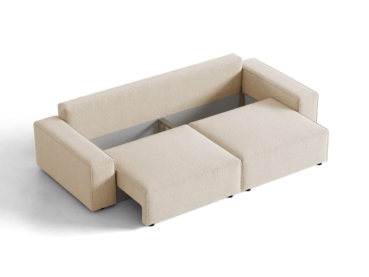 Sofa 3-osobowa z funkcją spania JODIE beżowy boucle – ujęcie 6