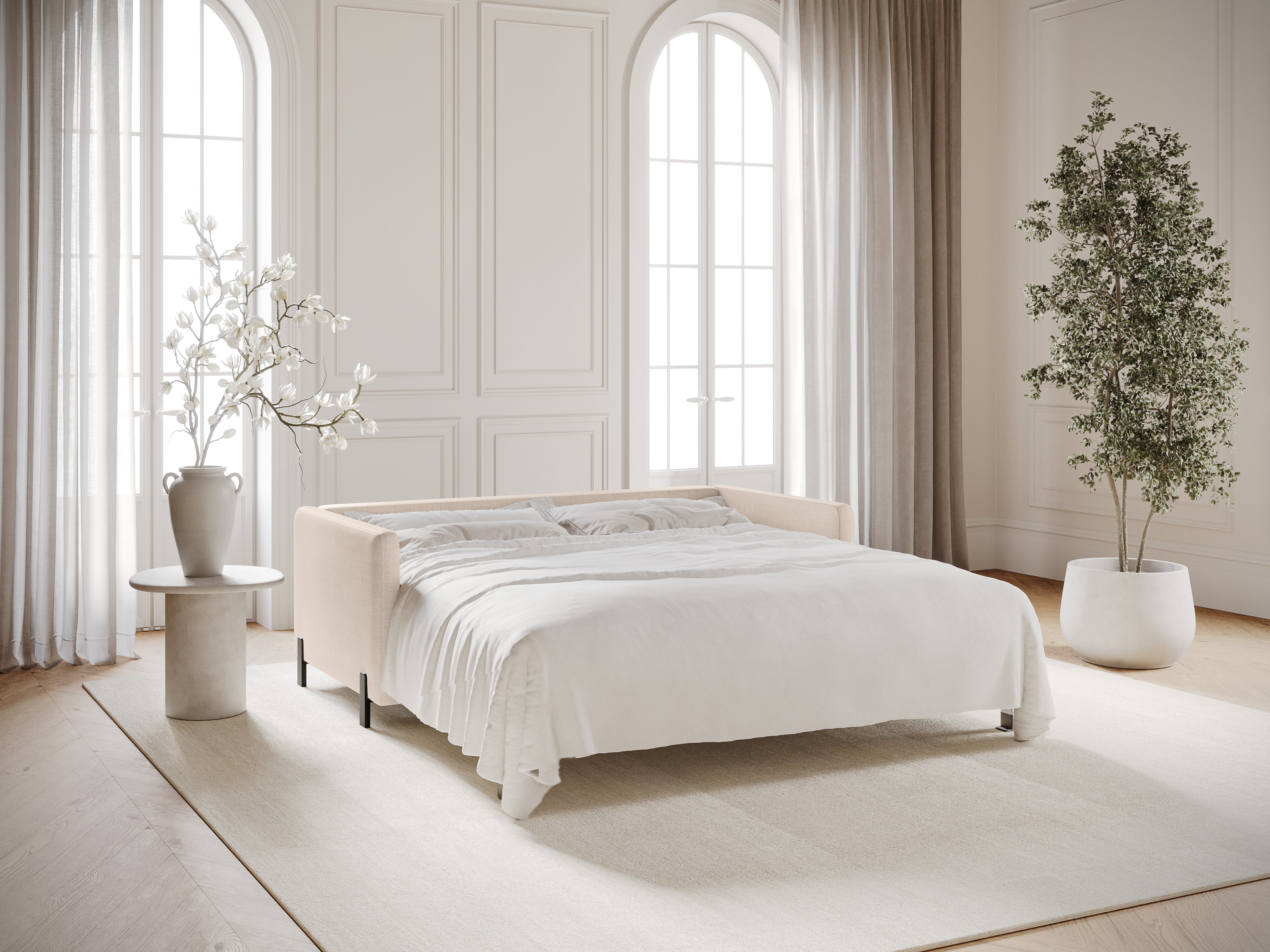 3-seater sofa with sleeping function GLORIA beige chenille