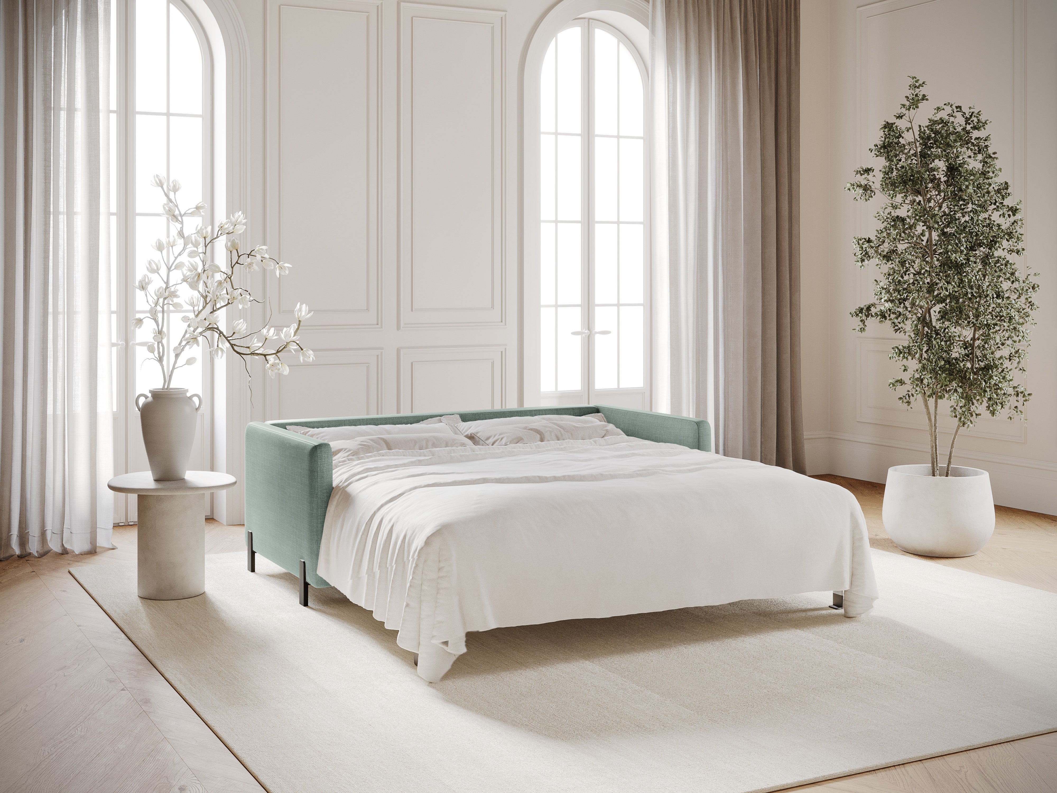 3-seater sofa with sleeping function GLORIA mint chenille