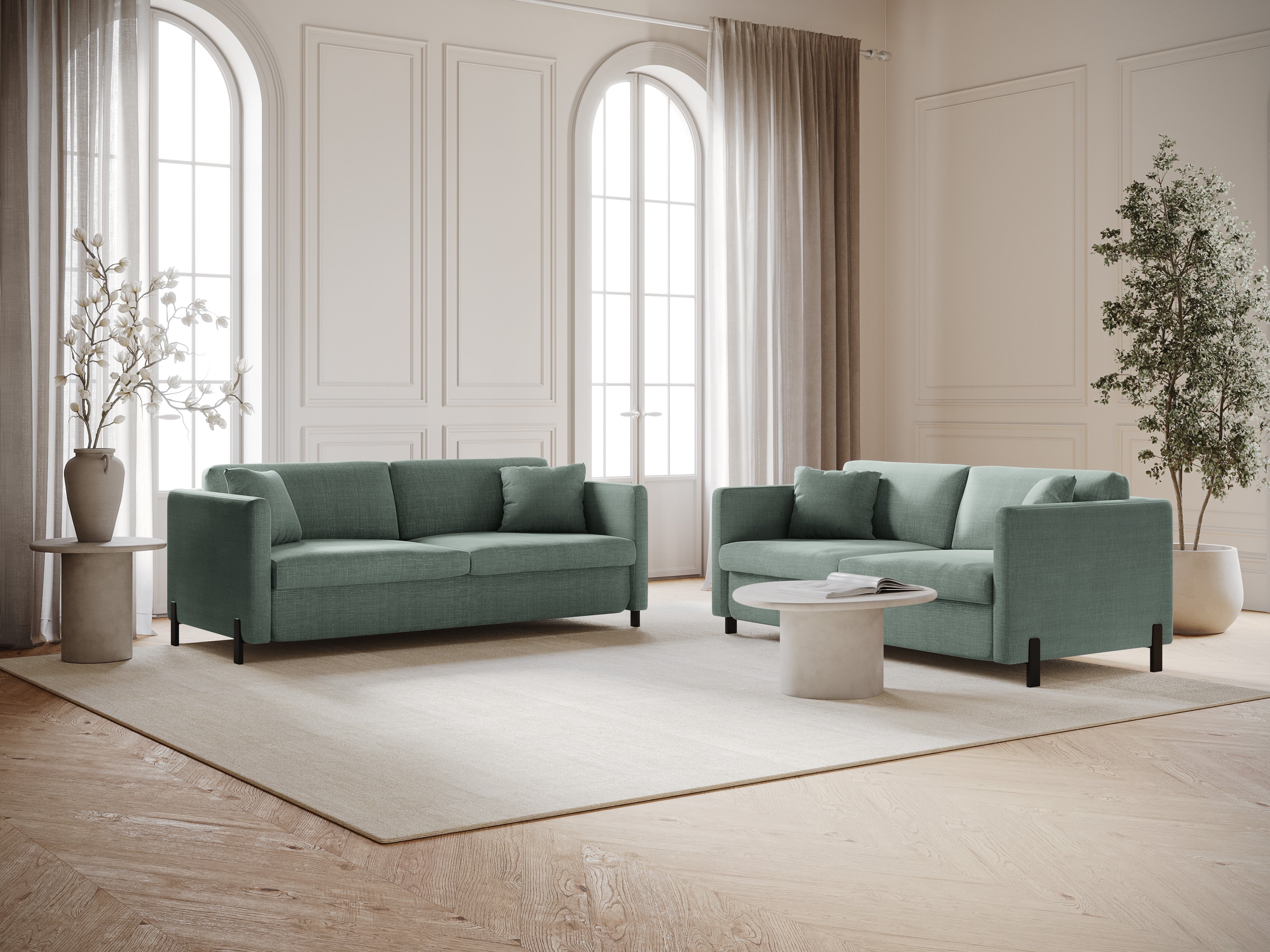 GLORIA pouf with storage in mint chenille