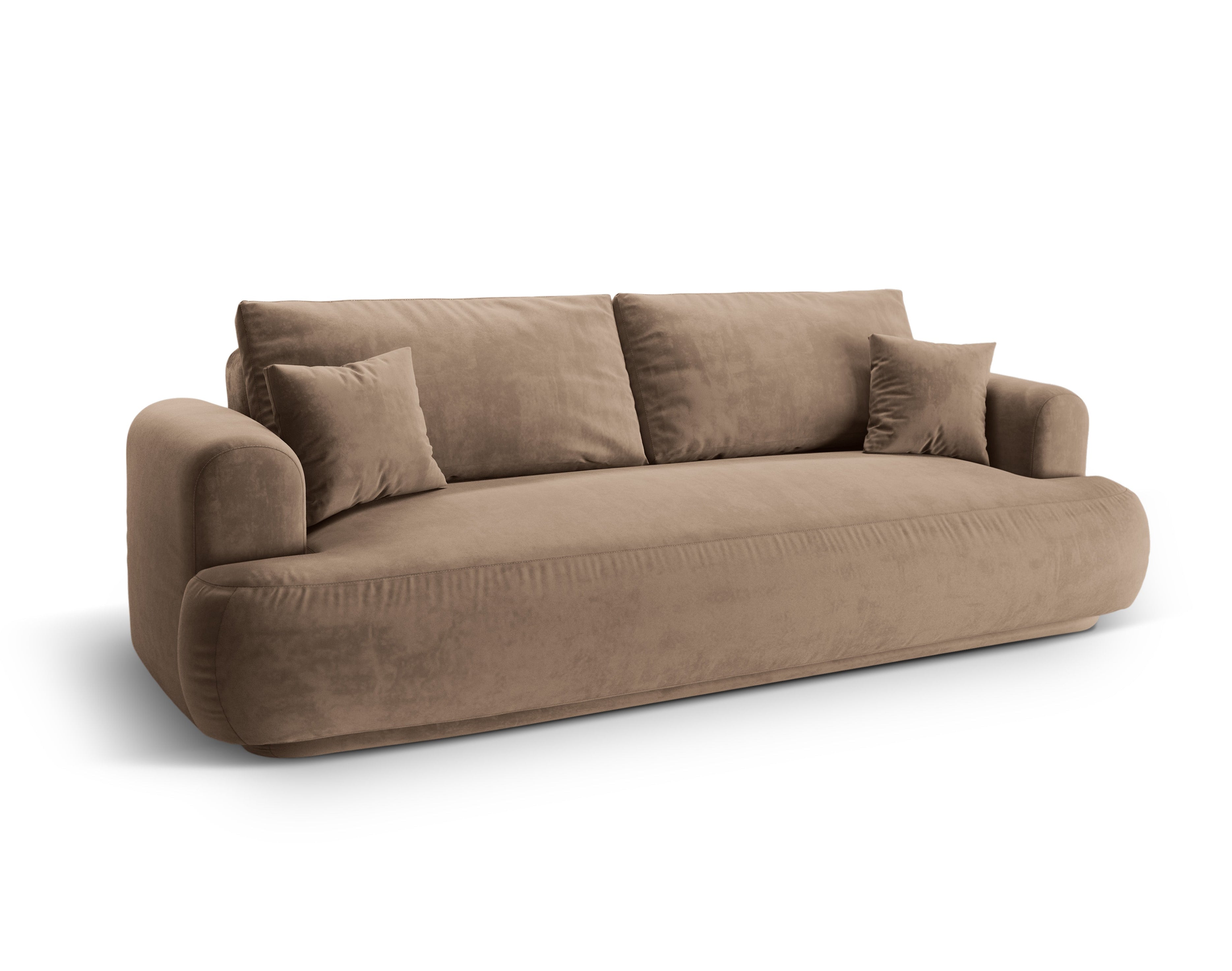 Sofa z jemného velúru s funkciou spania ELLA tmavobežová