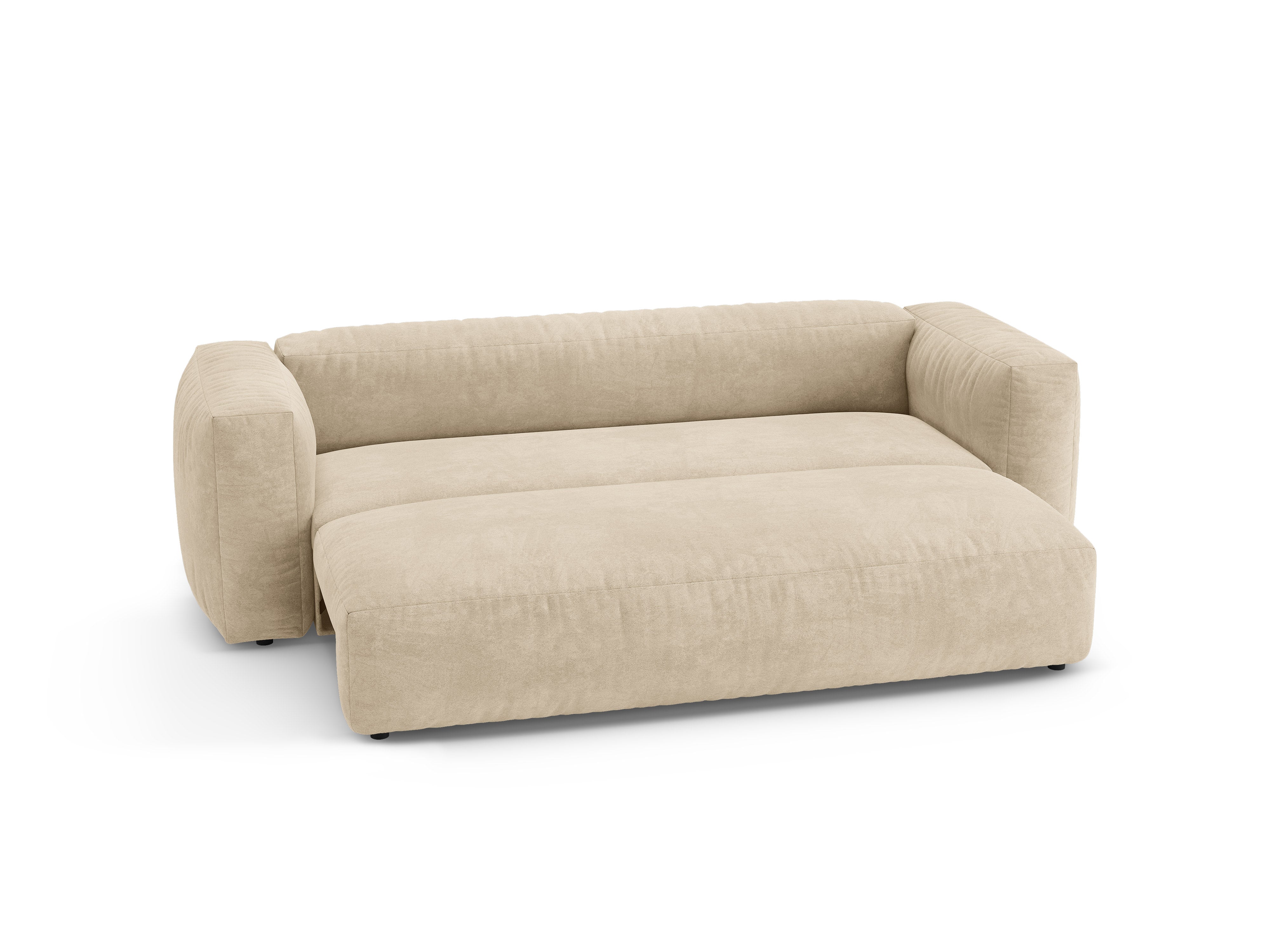 Sofa z jemného zamatového materiálu pre 3 osoby s funkciou spania MARTINA svetlo béžová