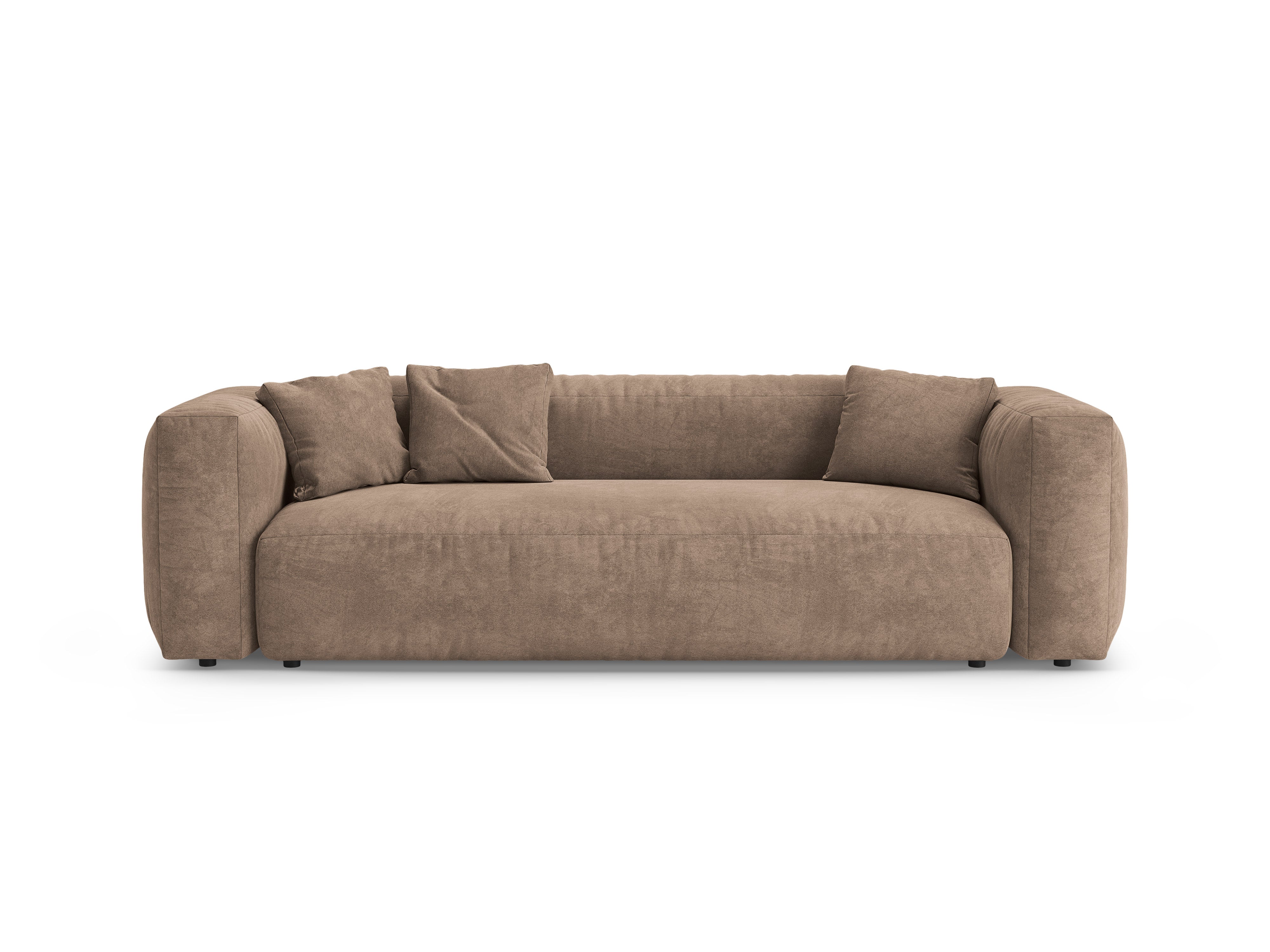 Velvet 3-Seater Sofa with Sleeping Function MARTINA Dark Beige