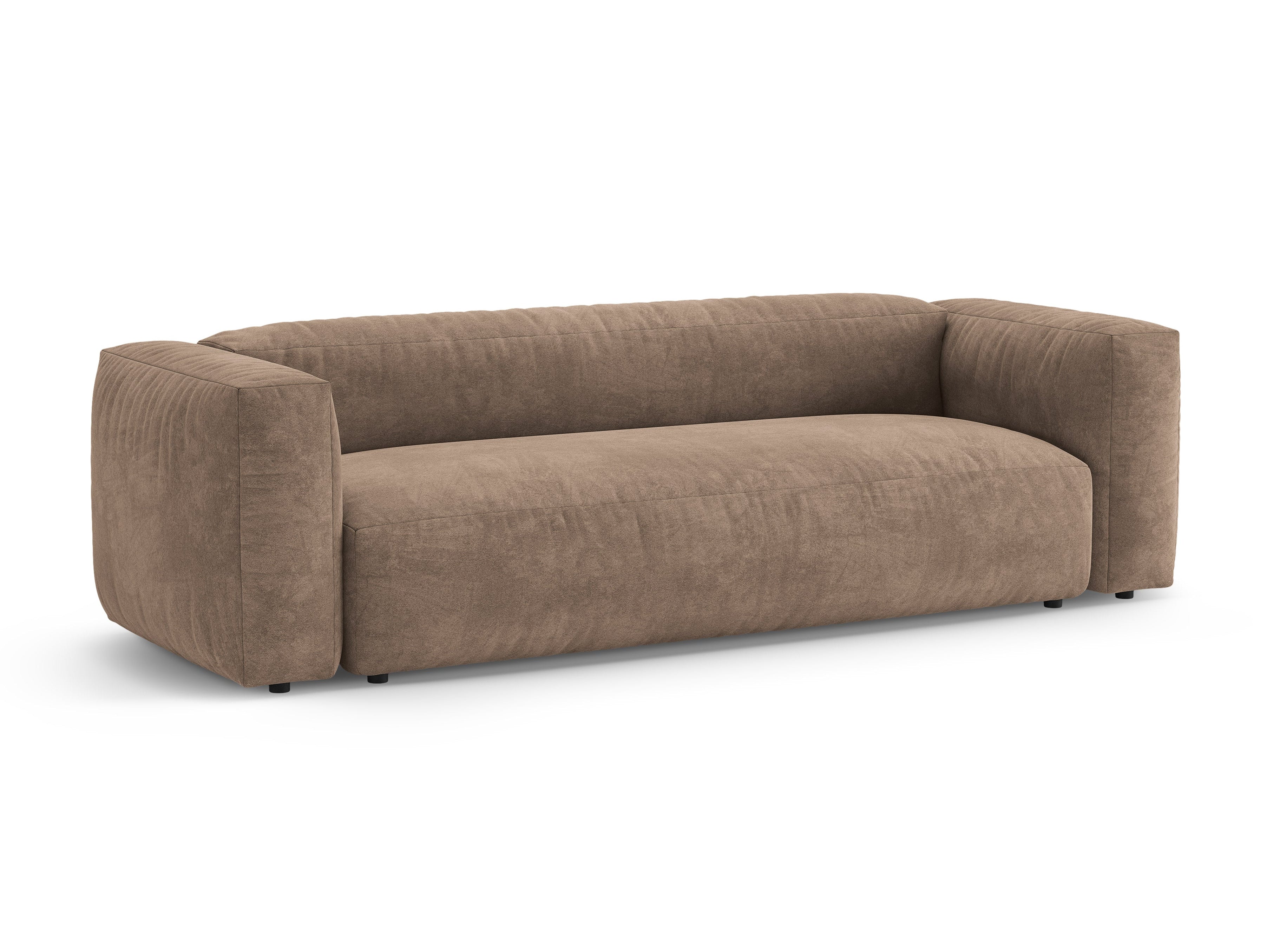 Velvet 3-Seater Sofa with Sleeping Function MARTINA Dark Beige