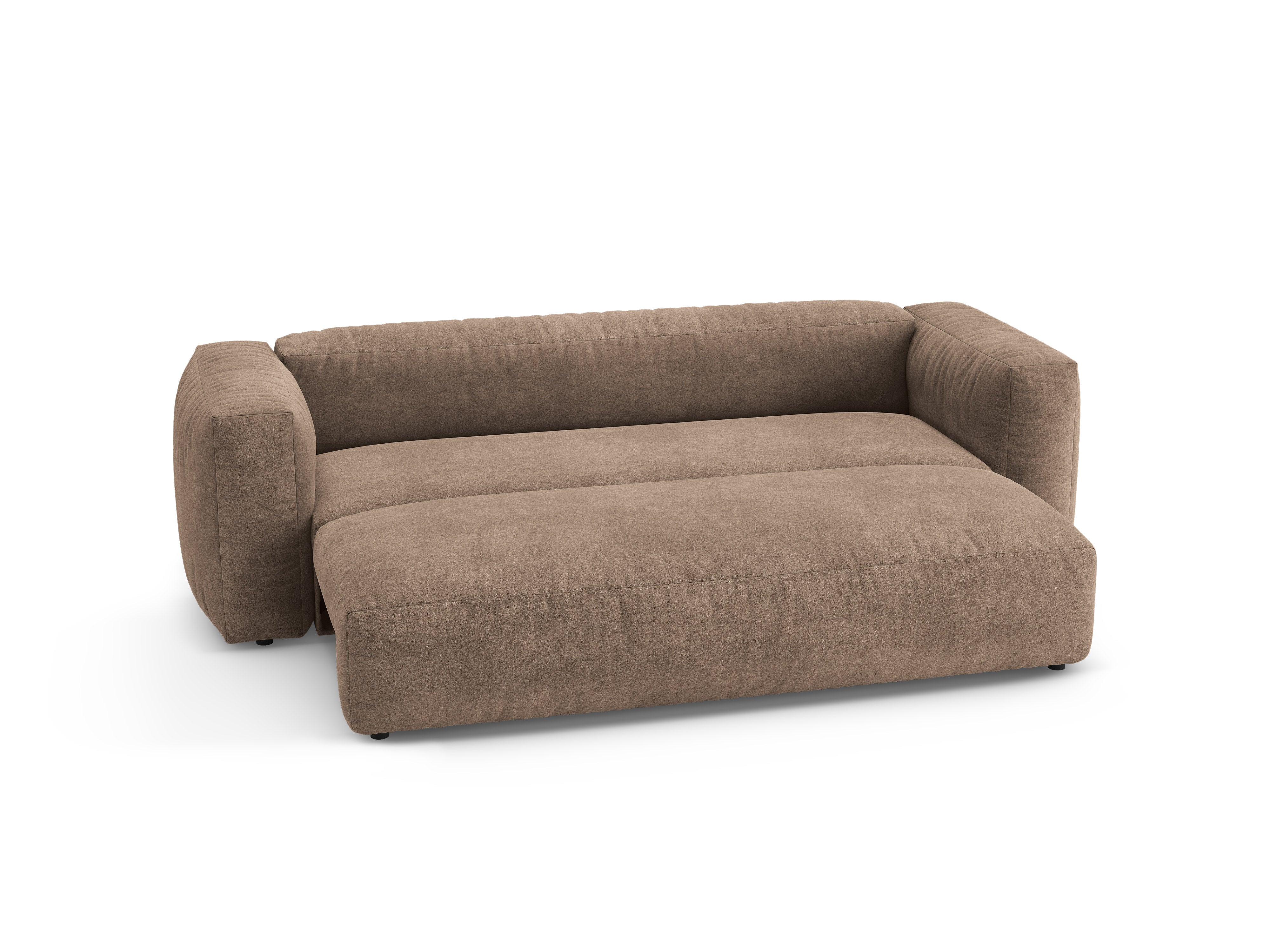 Velvet 3-Seater Sofa with Sleeping Function MARTINA Dark Beige