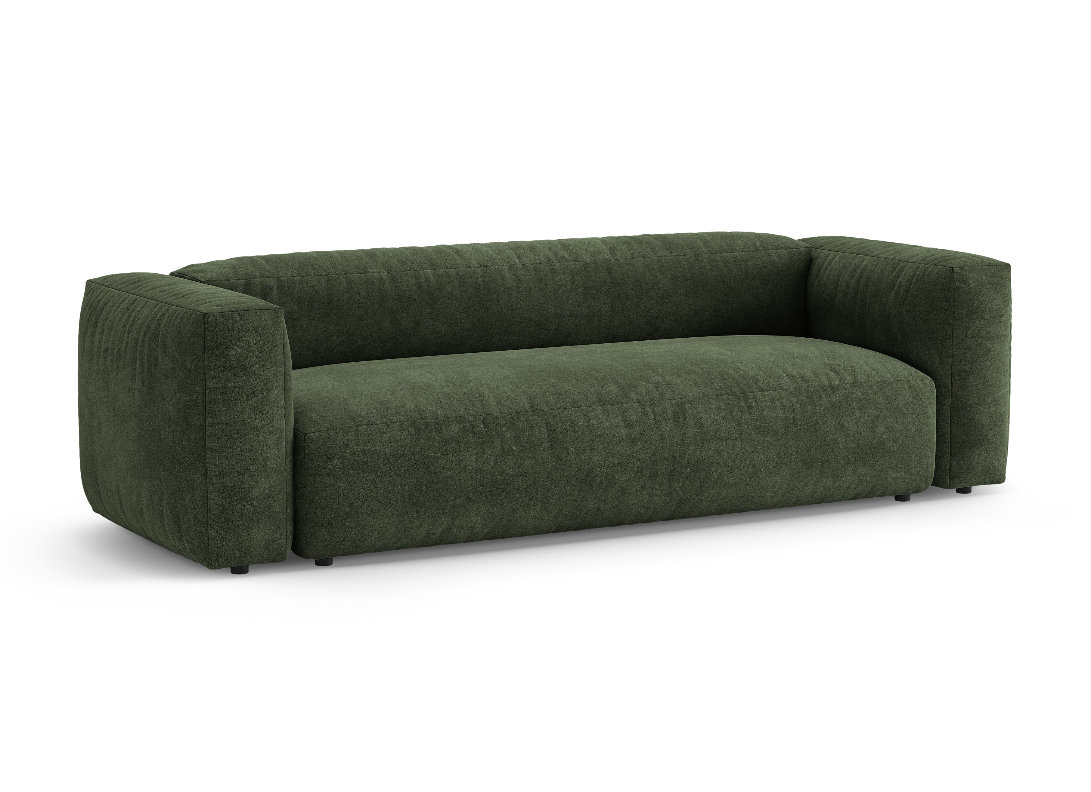 Sofa z jemného zamatového materiálu pre 3 osoby s funkciou spania MARTINA zelená