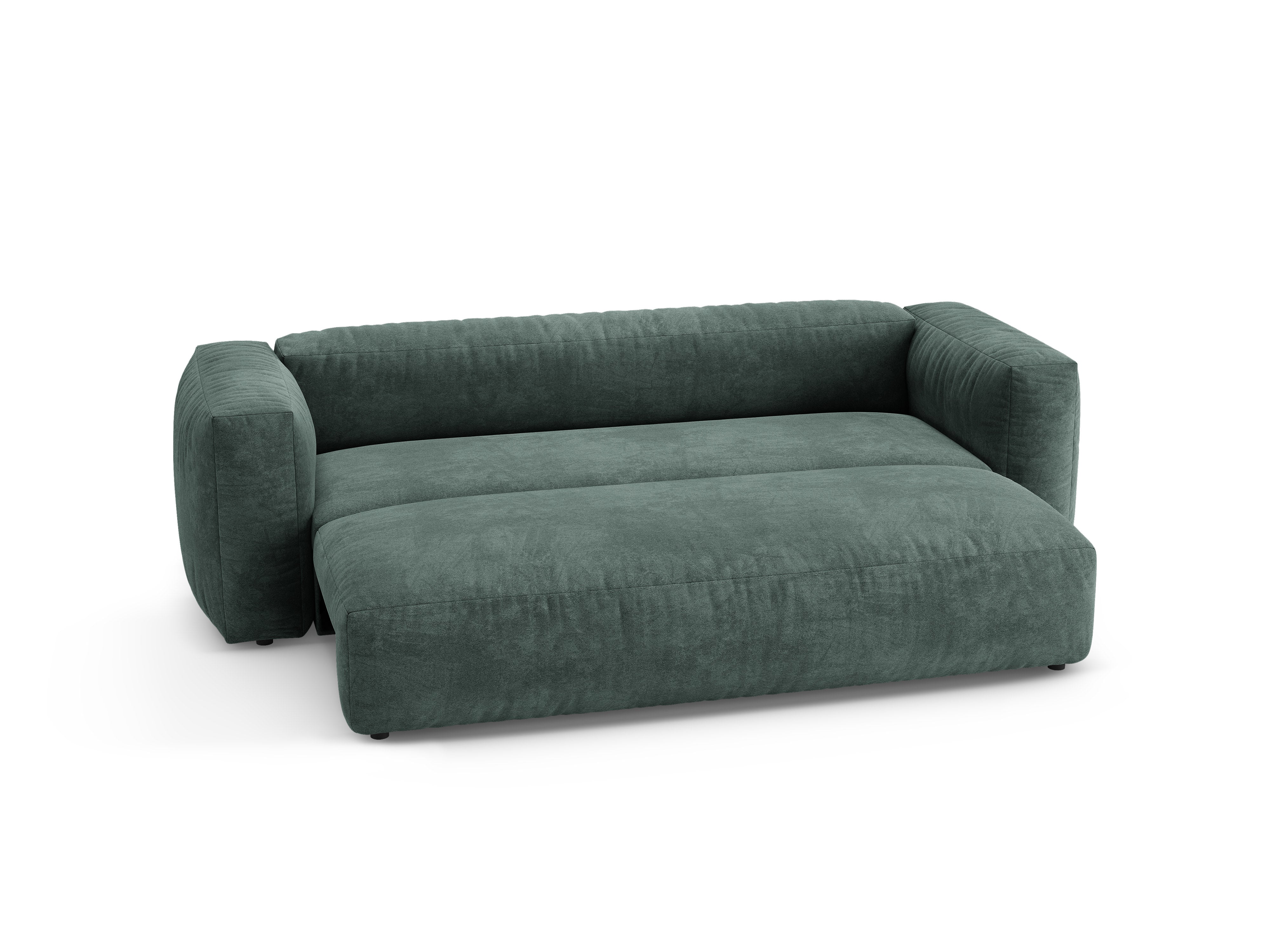 Sofa z jemného zamatového materiálu pre 3 osoby s funkciou spania MARTINA petrol