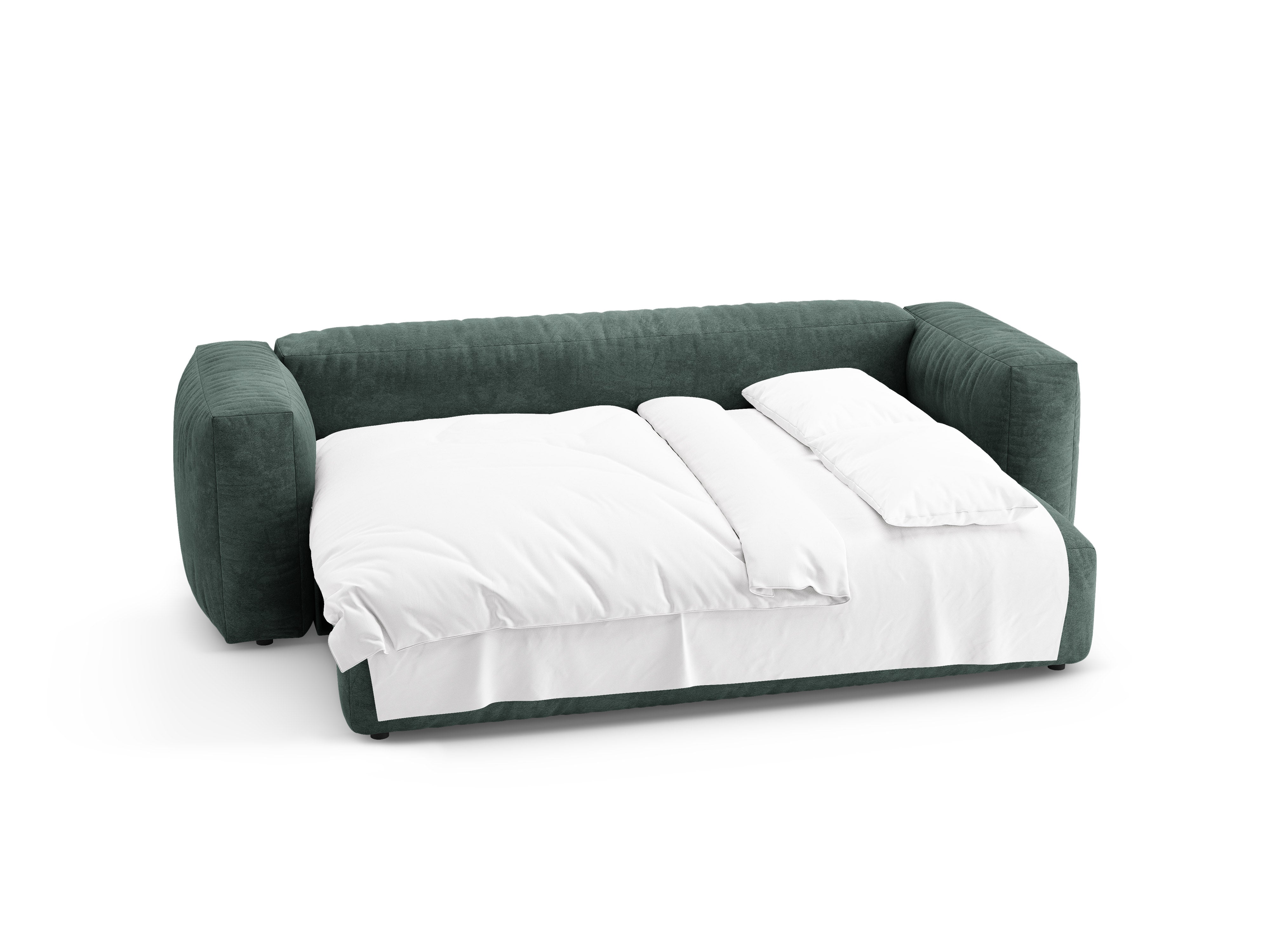 Sofa z jemného zamatového materiálu pre 3 osoby s funkciou spania MARTINA petrol