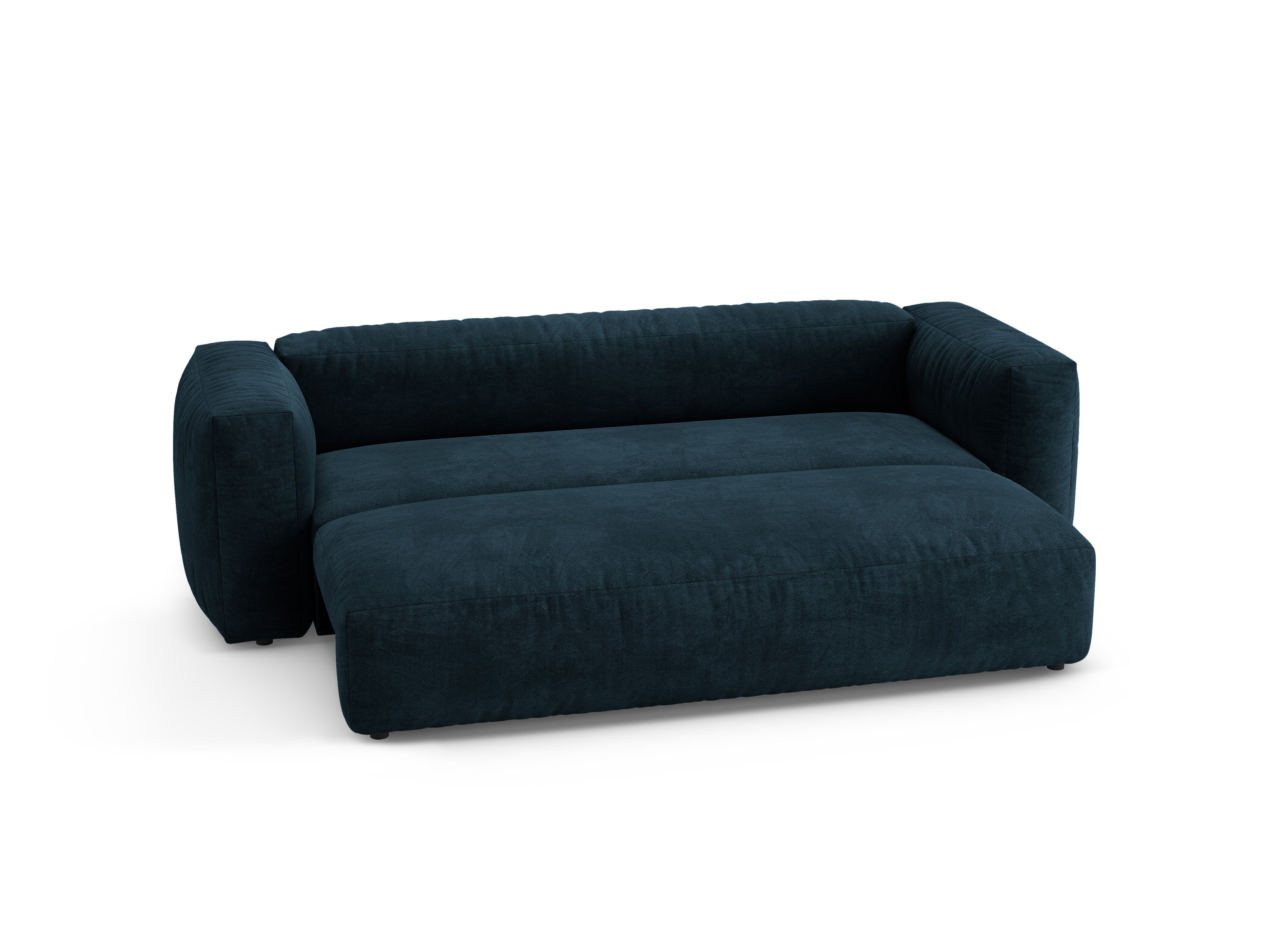 Sofa z jemného zamatového materiálu pre 3 osoby s funkciou spania MARTINA v hlbokej petrolovej farbe