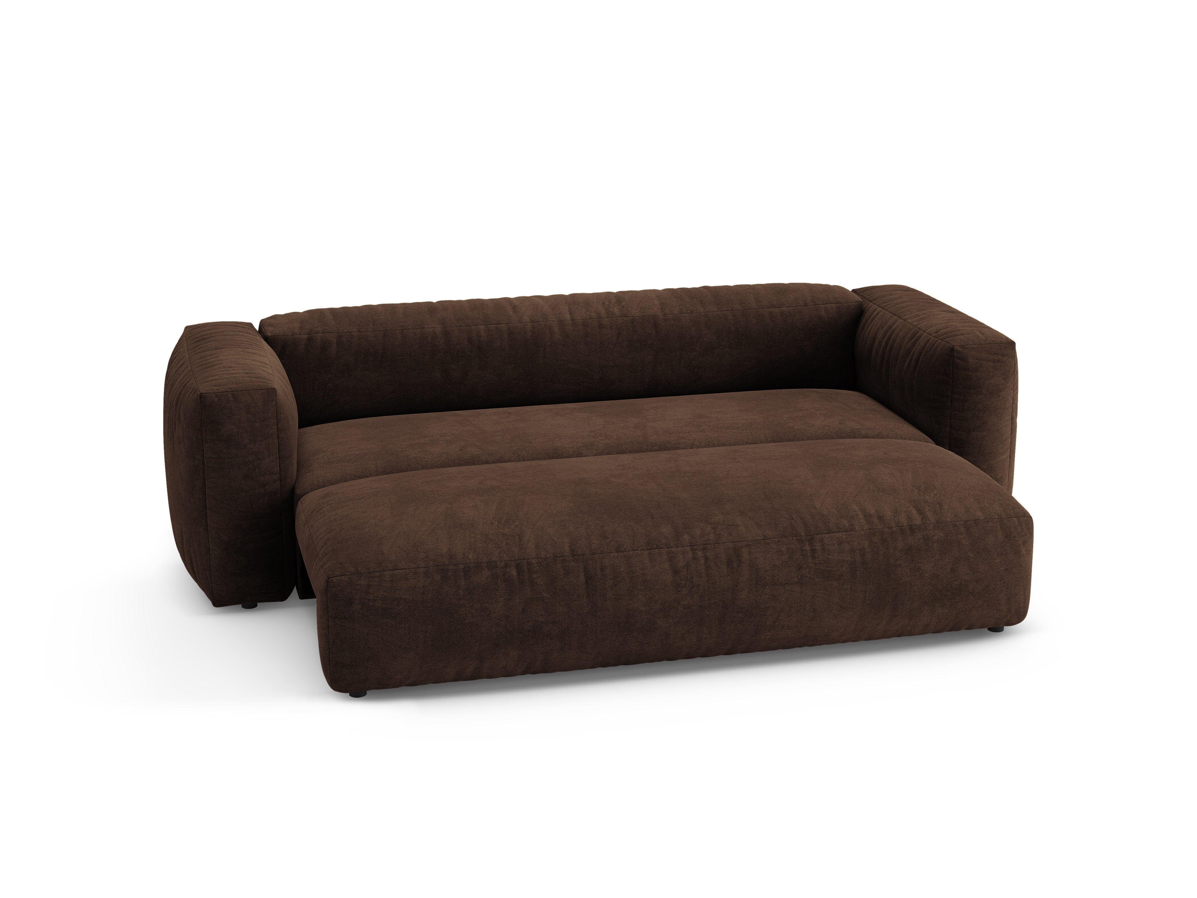 Sofa z aksamitom 3-miestna s funkciou spania MARTINA v čokoládovej farbe