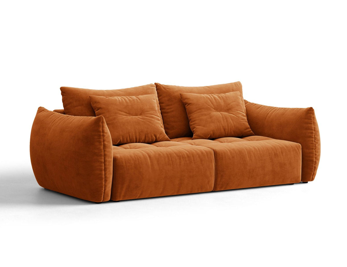 Sofa aksamitna 3-osobowa z funkcją spania BLOOM terracotta – ujęcie 2