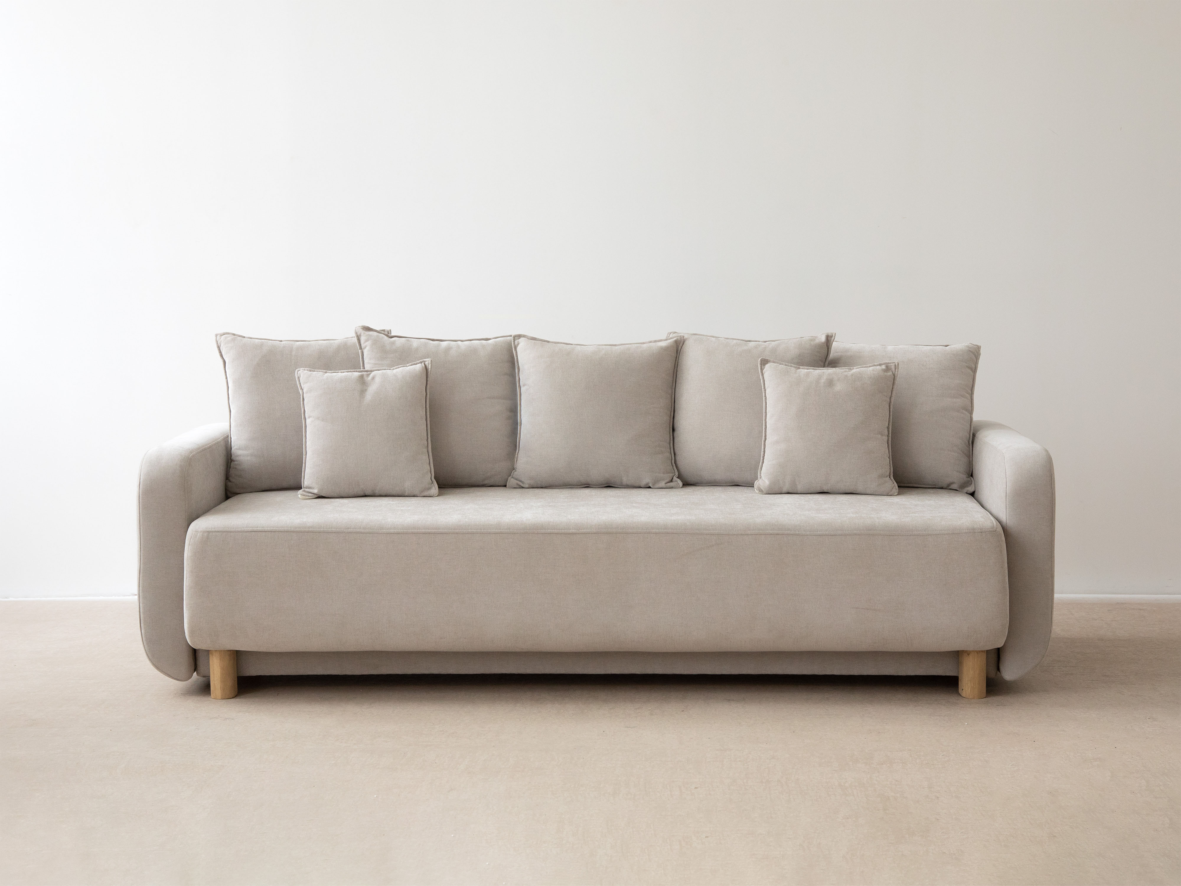 3-seater sofa with sleeping function ELEN ivory chenille