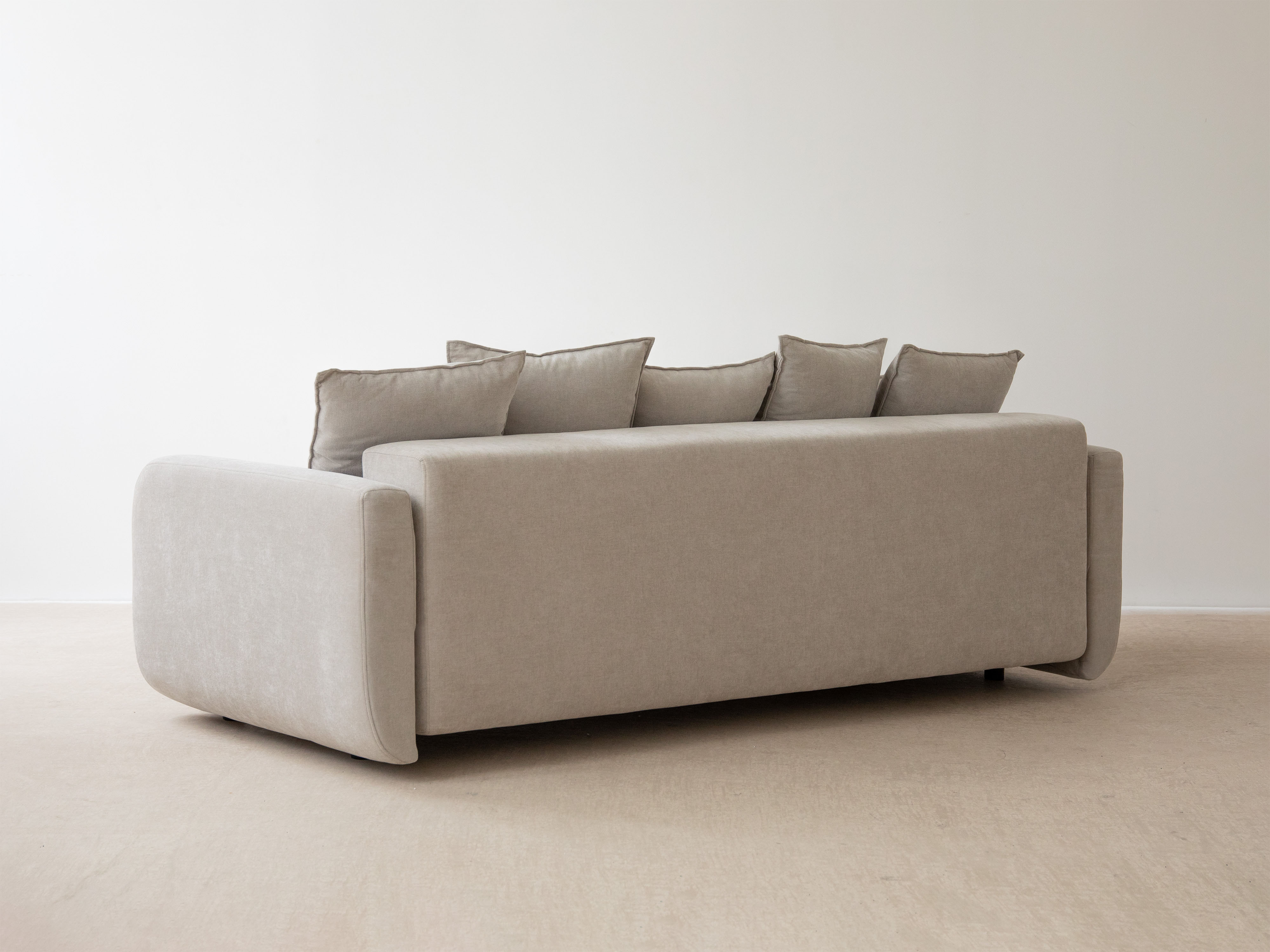3-seater sofa with sleeping function ELEN ivory chenille