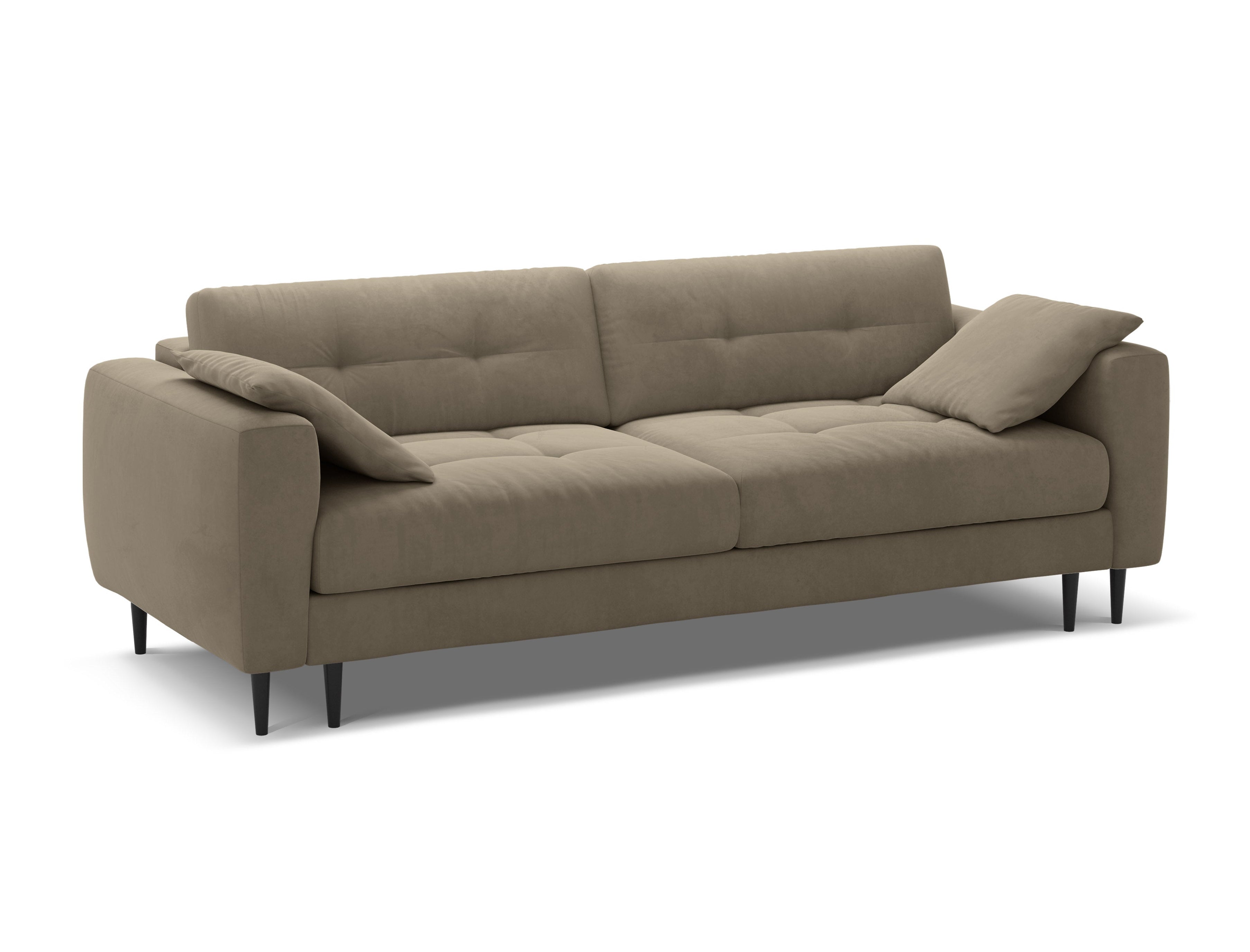 Sofa z jemného sametu pre 3 osoby s funkciou spania BEMY šedohnedá