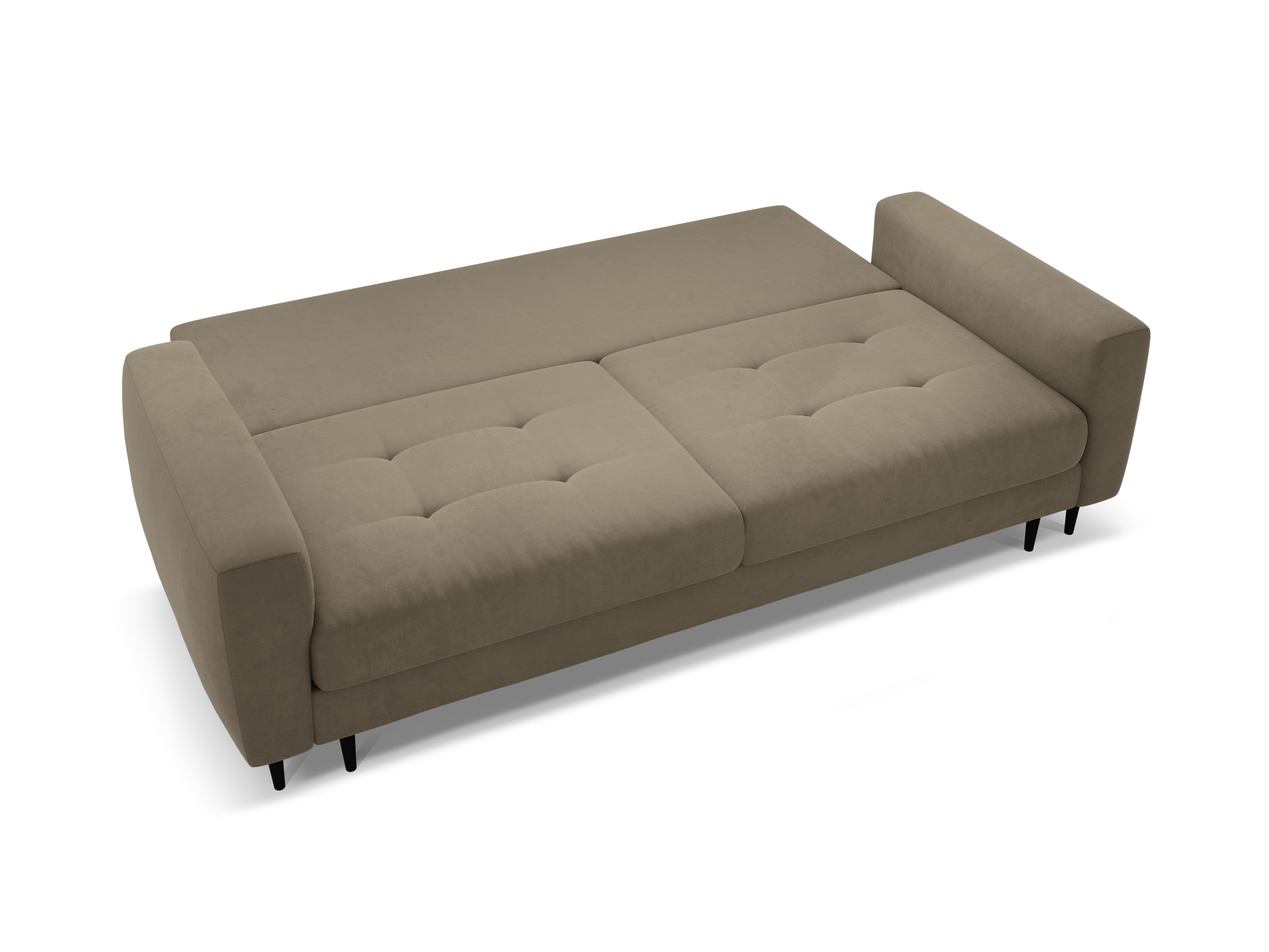 Sofa z jemného sametu pre 3 osoby s funkciou spania BEMY šedohnedá