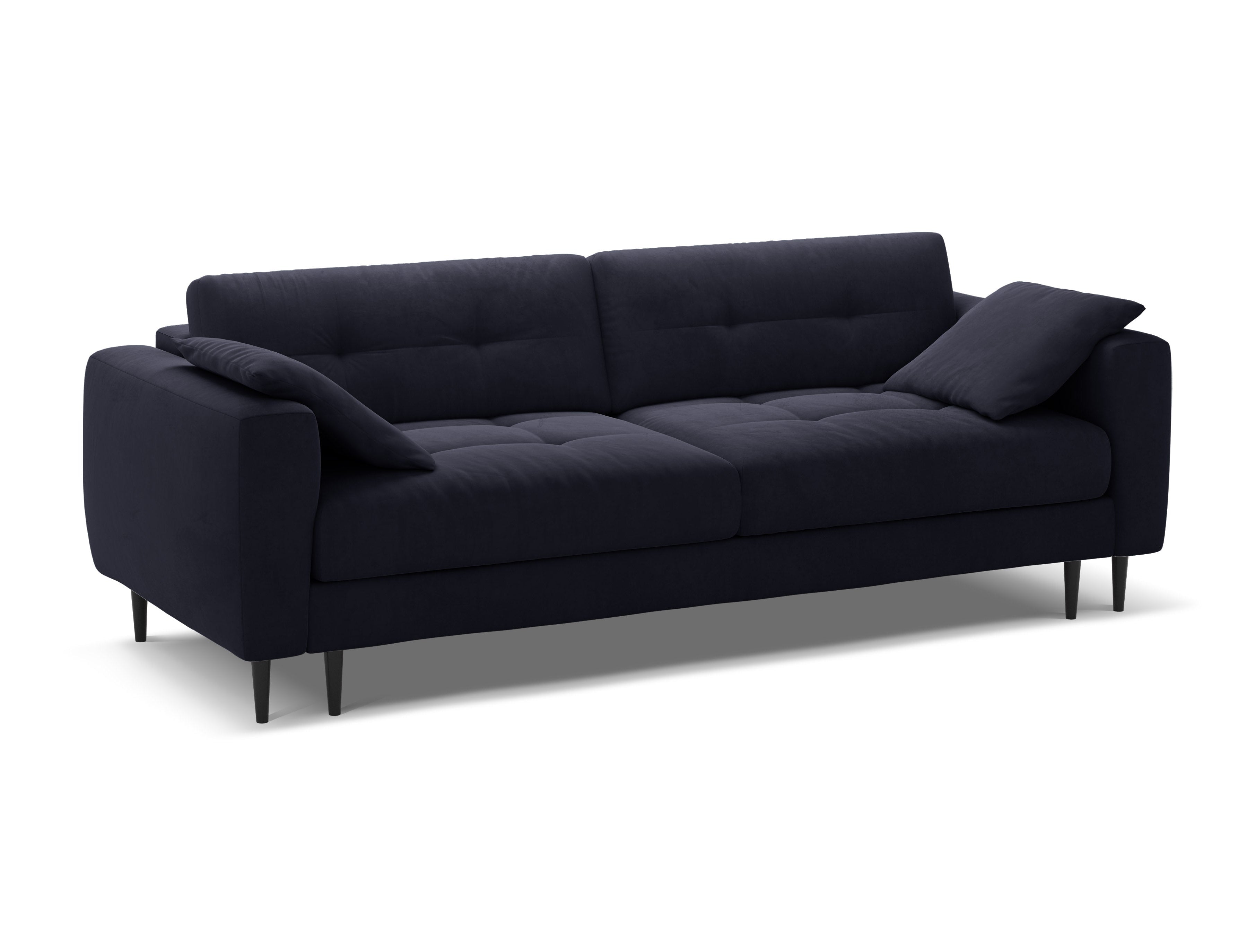 Sofa z jemného zamatového materiálu pre 3 osoby s funkciou spania BEMY kráľovsky modrá