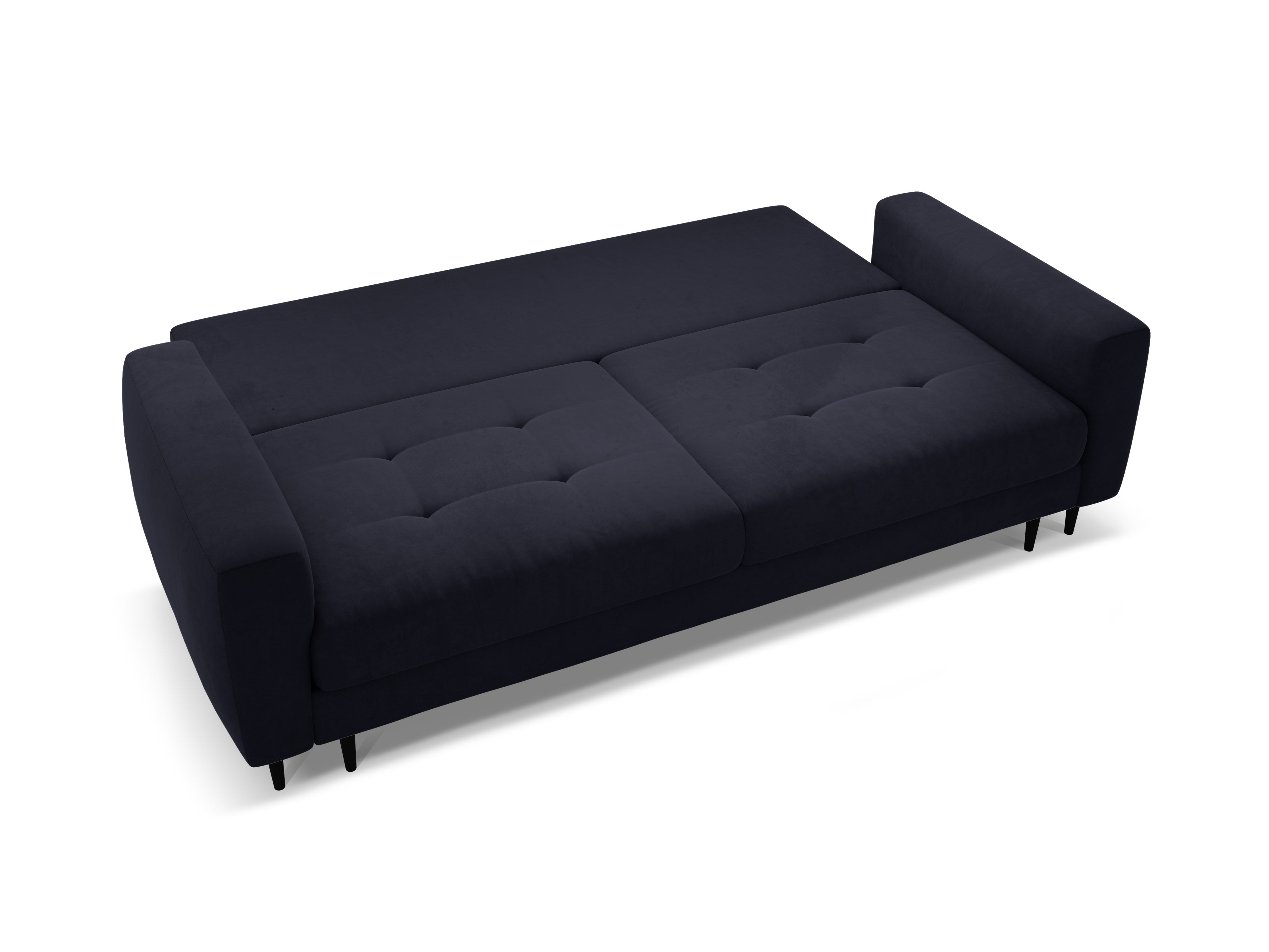 Sofa z jemného zamatového materiálu pre 3 osoby s funkciou spania BEMY kráľovsky modrá