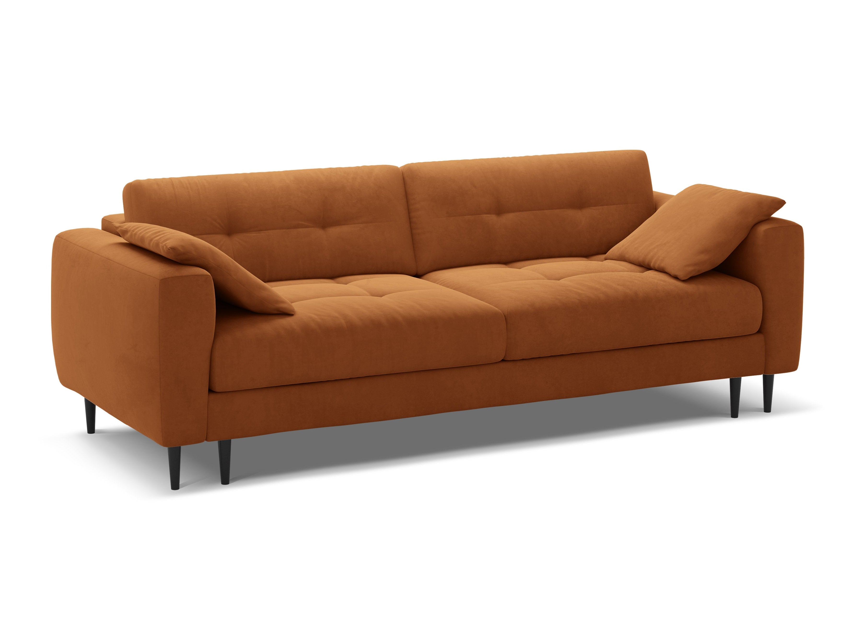 Sofa z jemného velúru pre 3 osoby s funkciou spania BEMY terakota