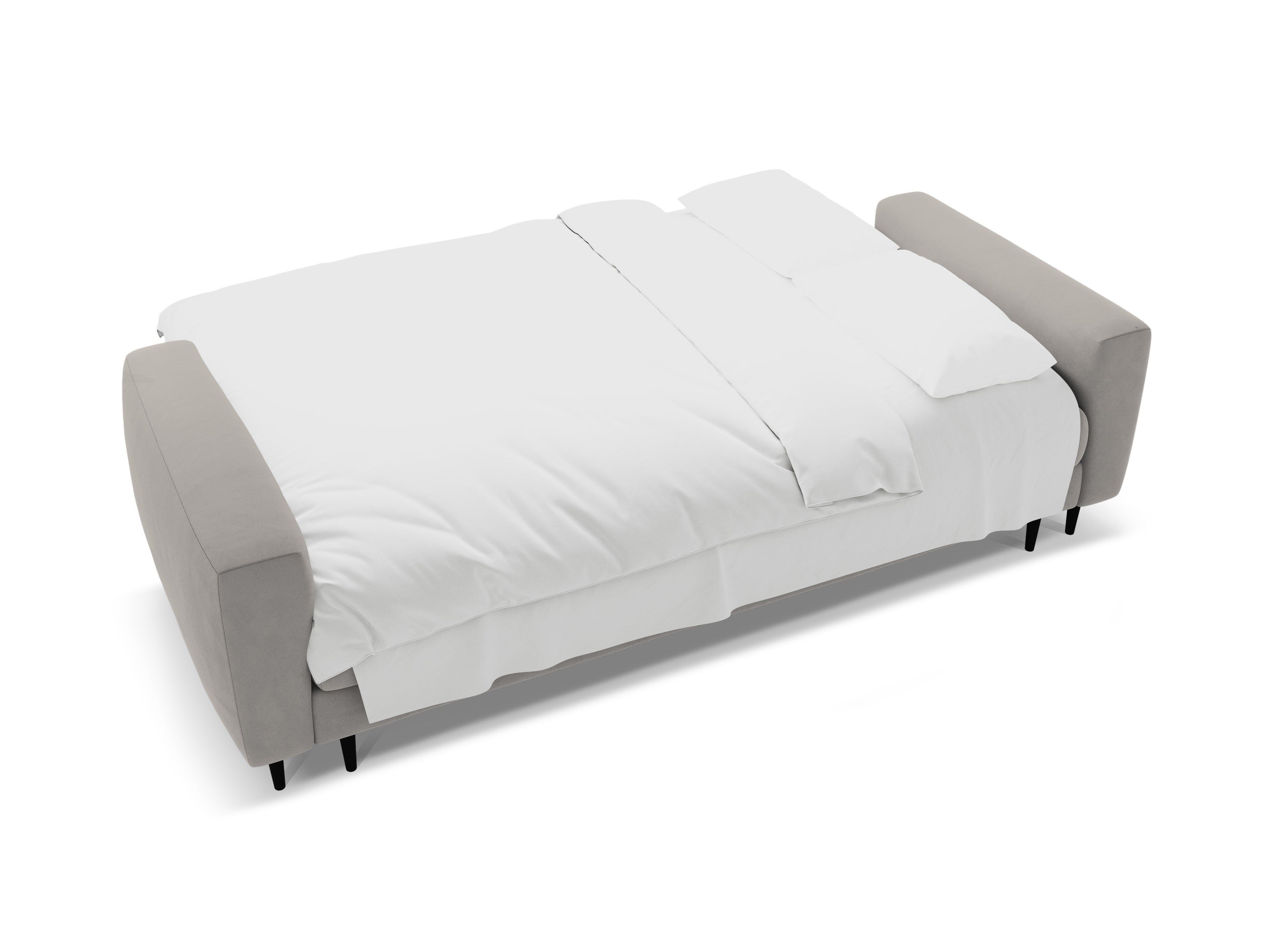 Gray 3-Seater Velvet Sofa with Sleeping Function BEMY