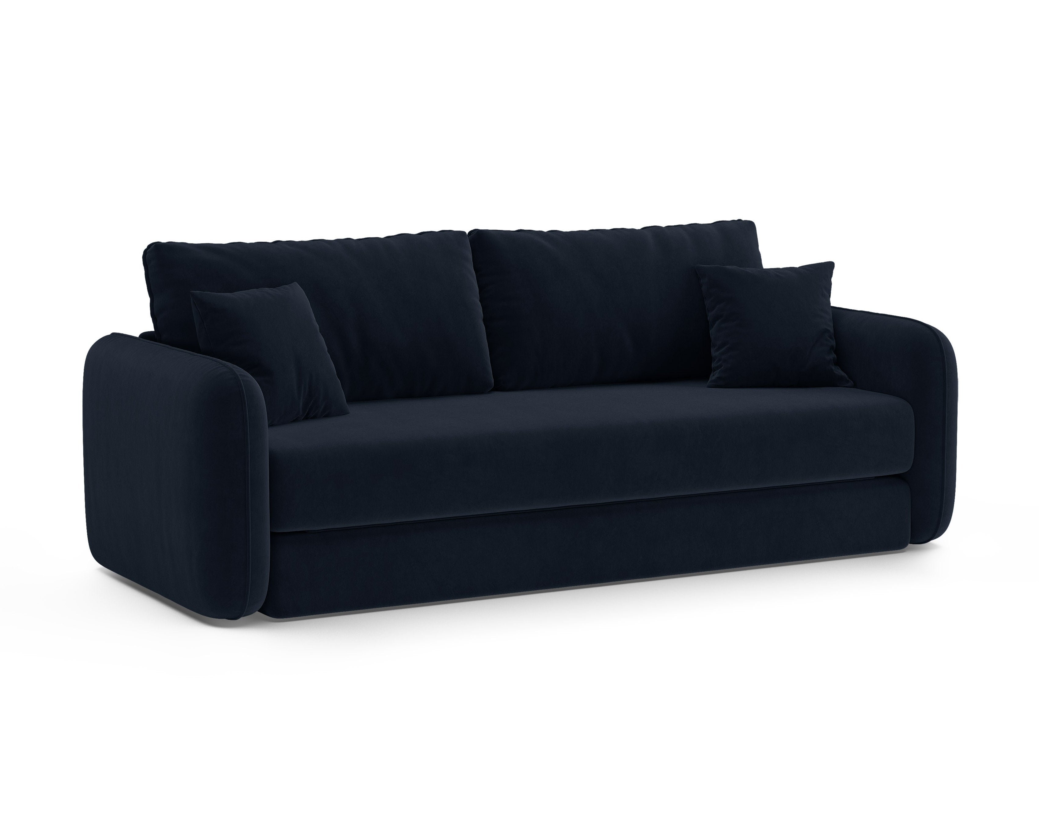 Sofa z aksamitom pre 3 osoby s funkciou spania DORMI kráľovská modrá