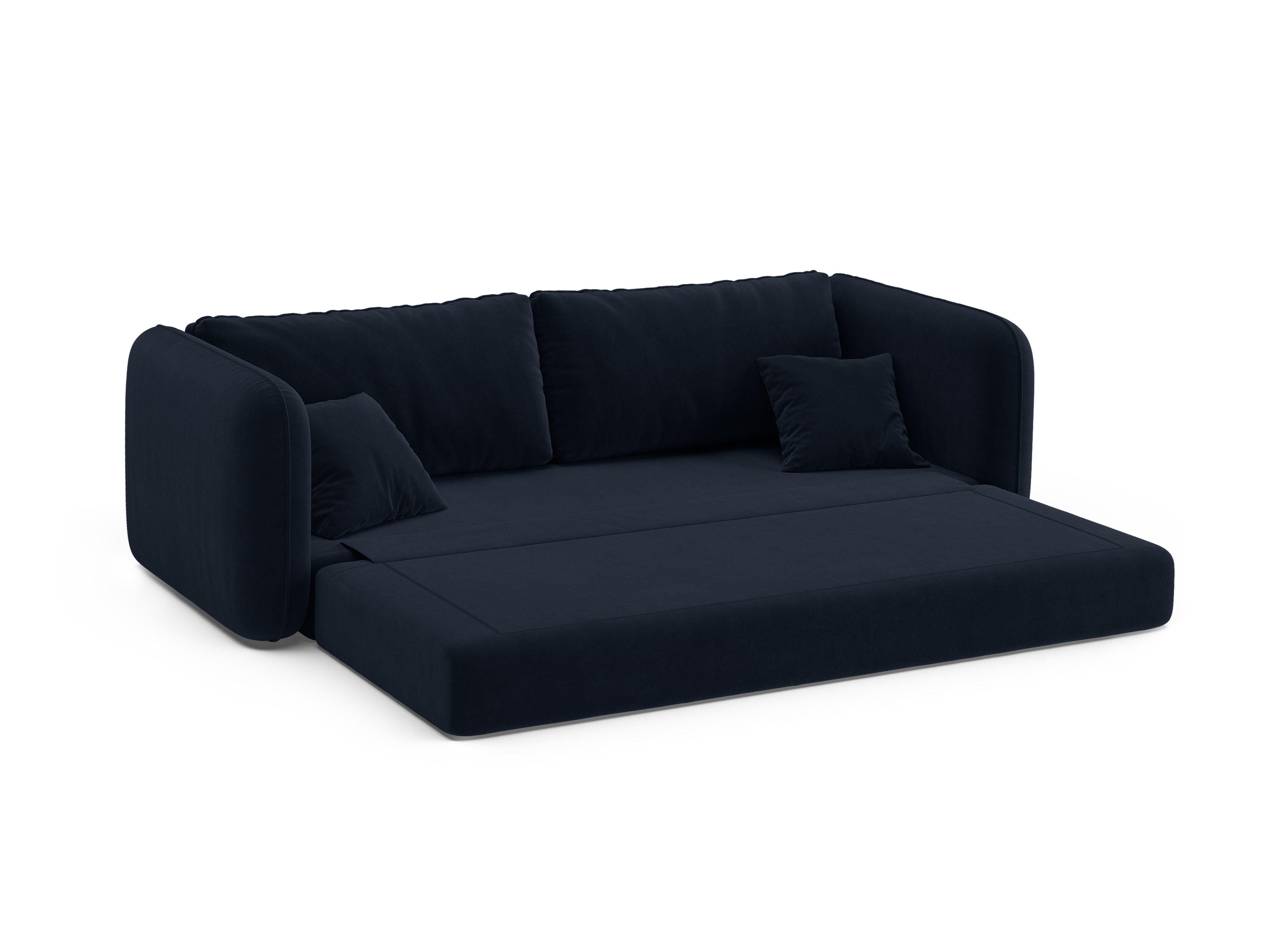 Sofa z aksamitom pre 3 osoby s funkciou spania DORMI kráľovská modrá
