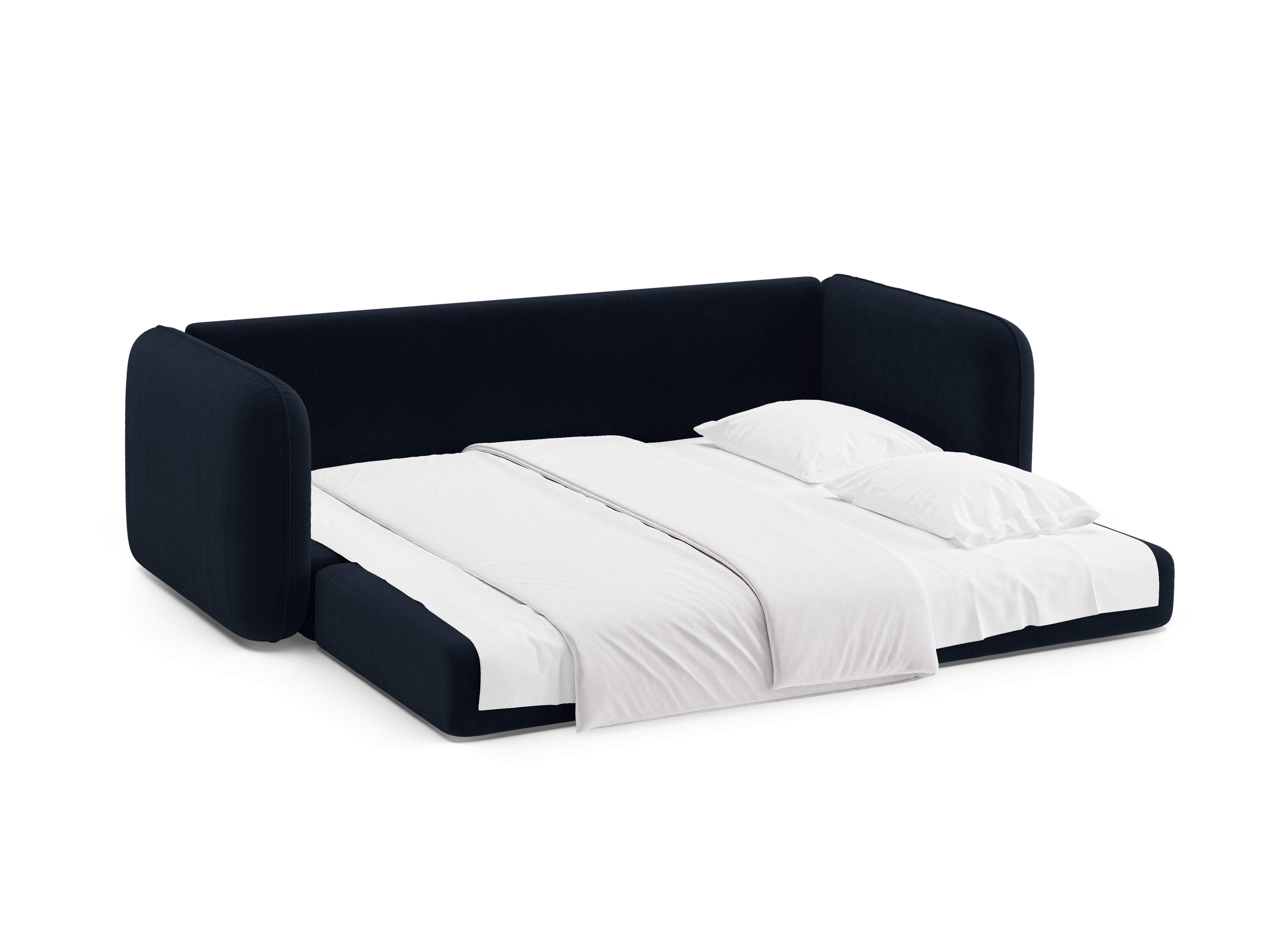 Sofa z aksamitom pre 3 osoby s funkciou spania DORMI kráľovská modrá