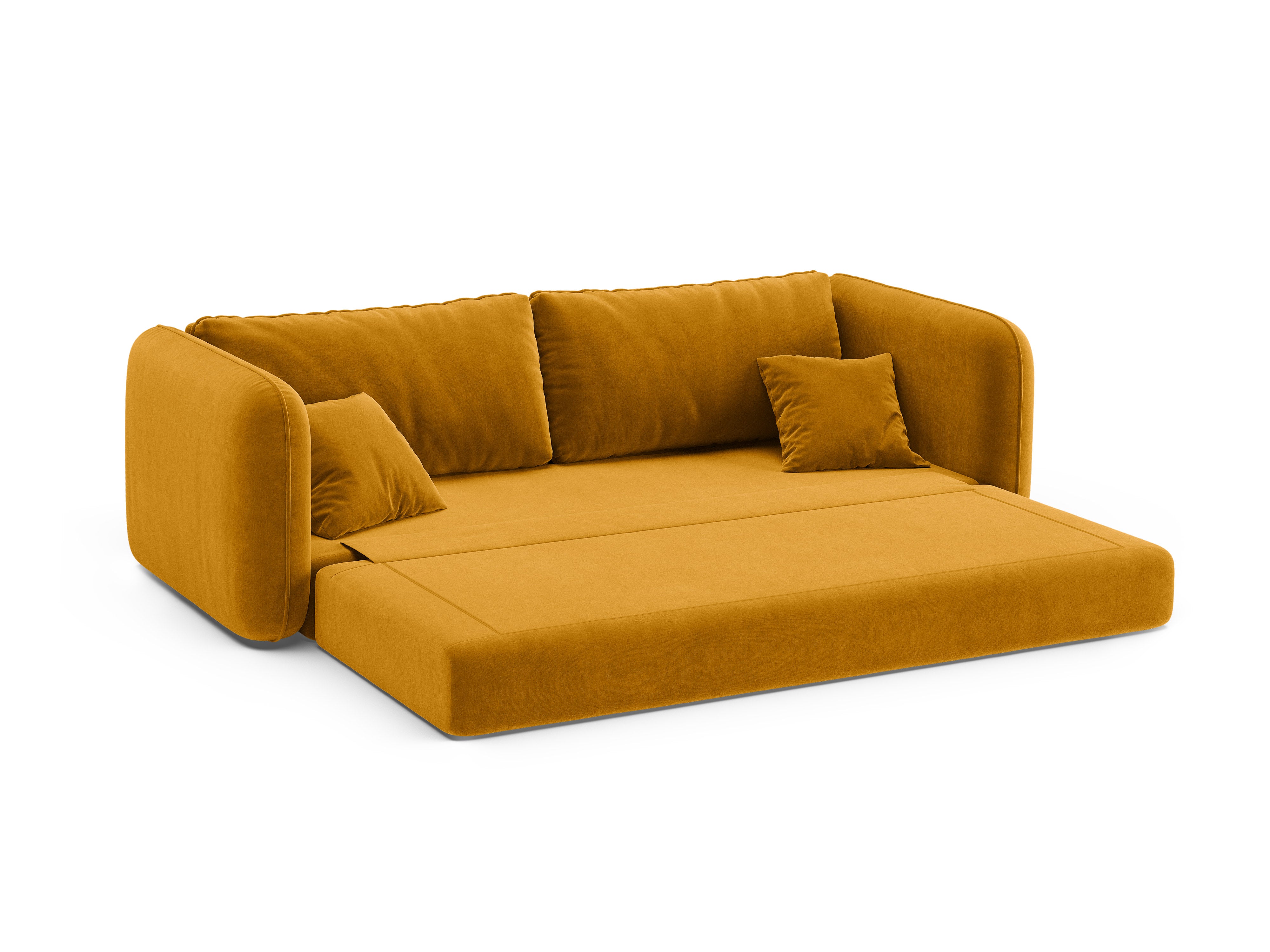 Yellow 3-Seater Velvet Sofa with Sleeping Function DORMI