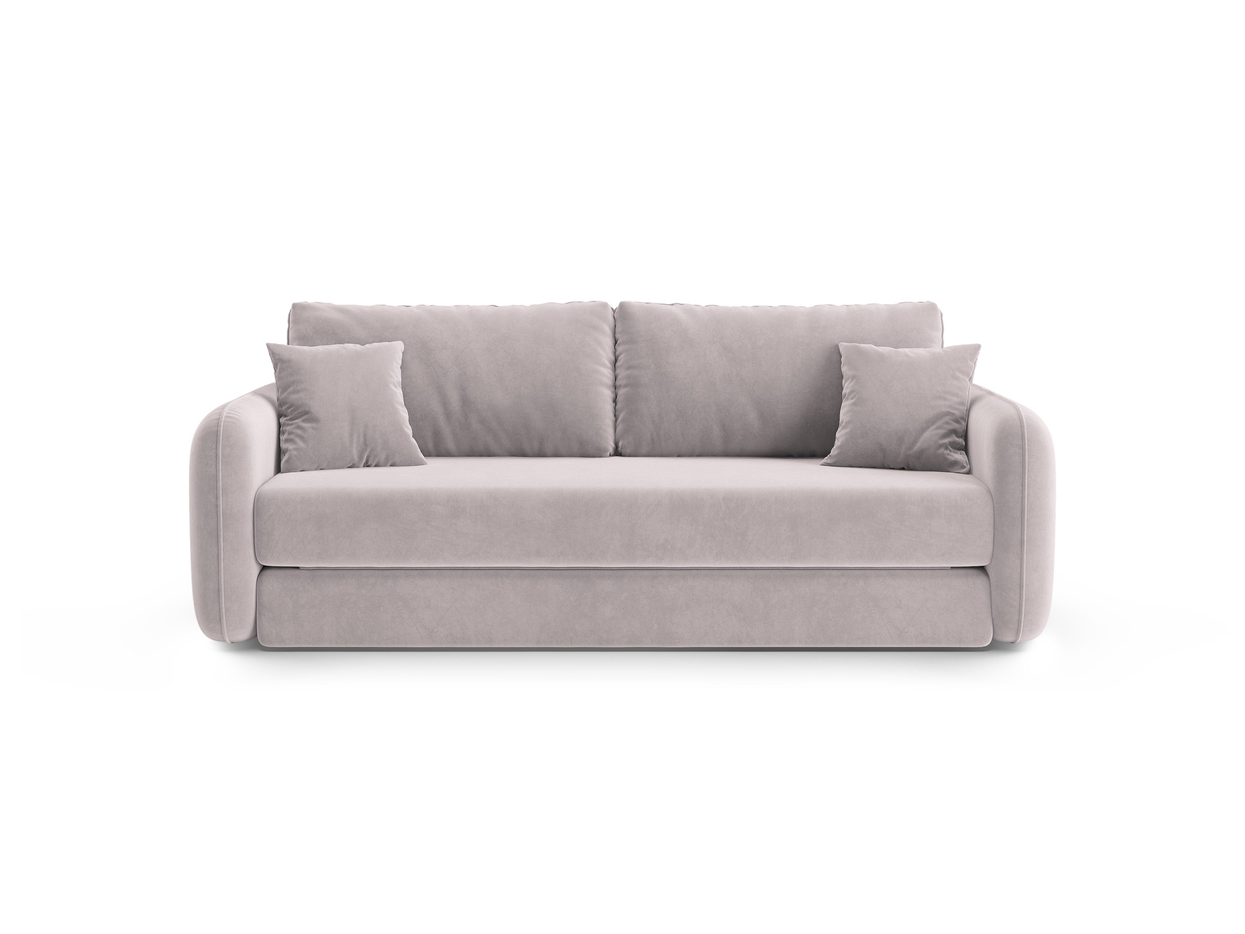 Sofa z jemného zamatového materiálu pre 3 osoby s funkciou spania DORMI svetlo šedá