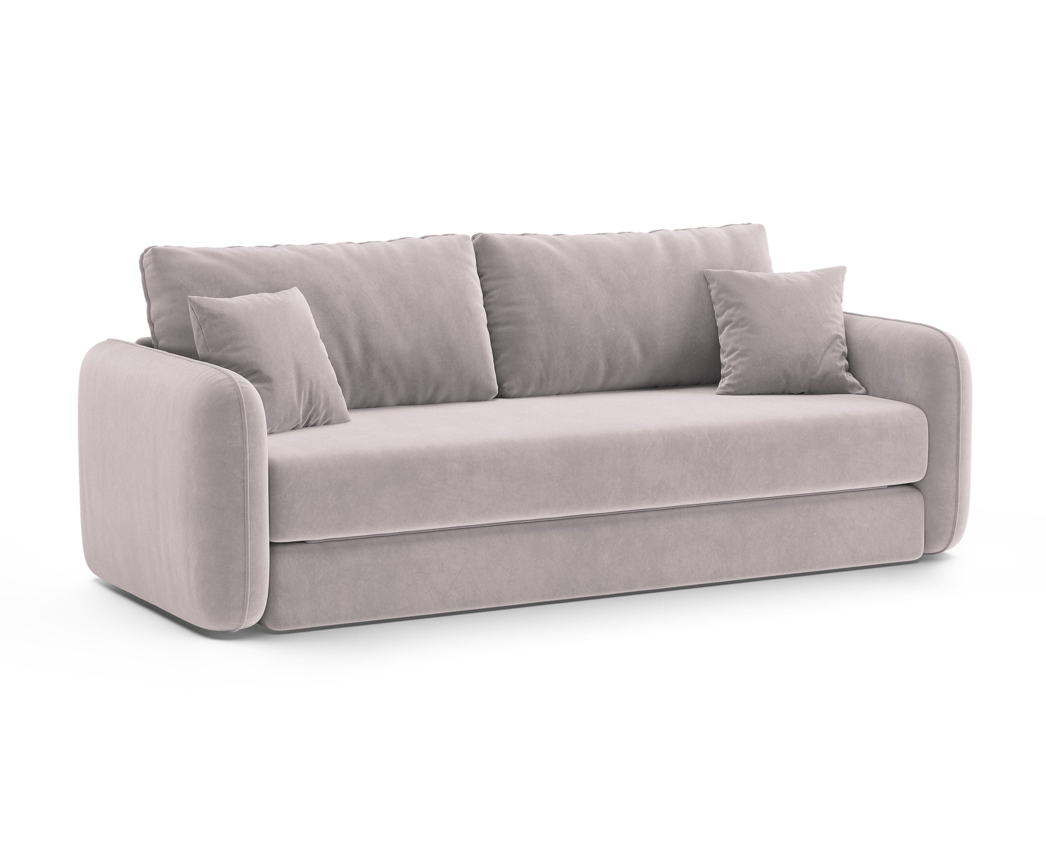 Sofa z jemného zamatového materiálu pre 3 osoby s funkciou spania DORMI svetlo šedá