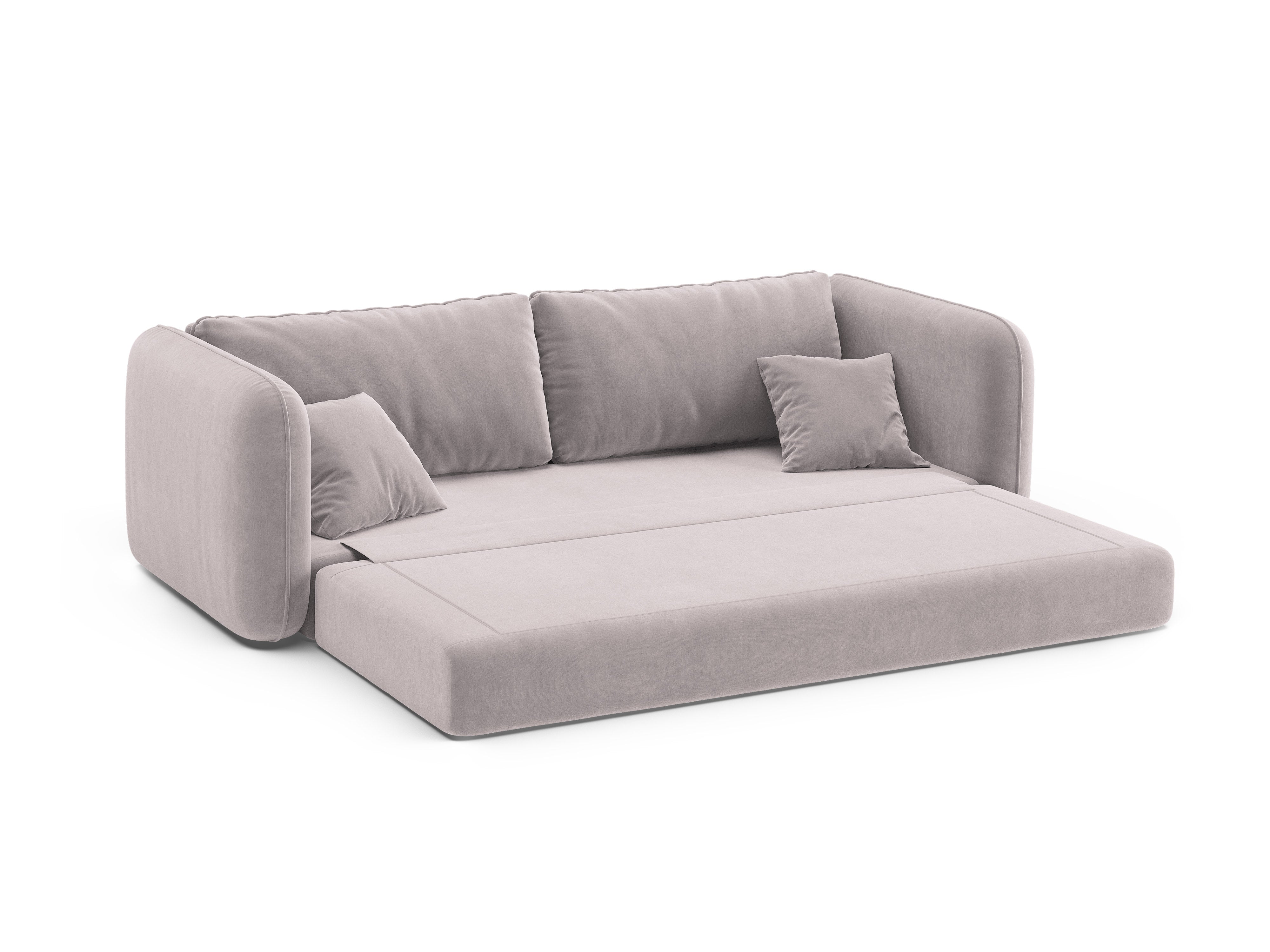 Sofa z jemného zamatového materiálu pre 3 osoby s funkciou spania DORMI svetlo šedá