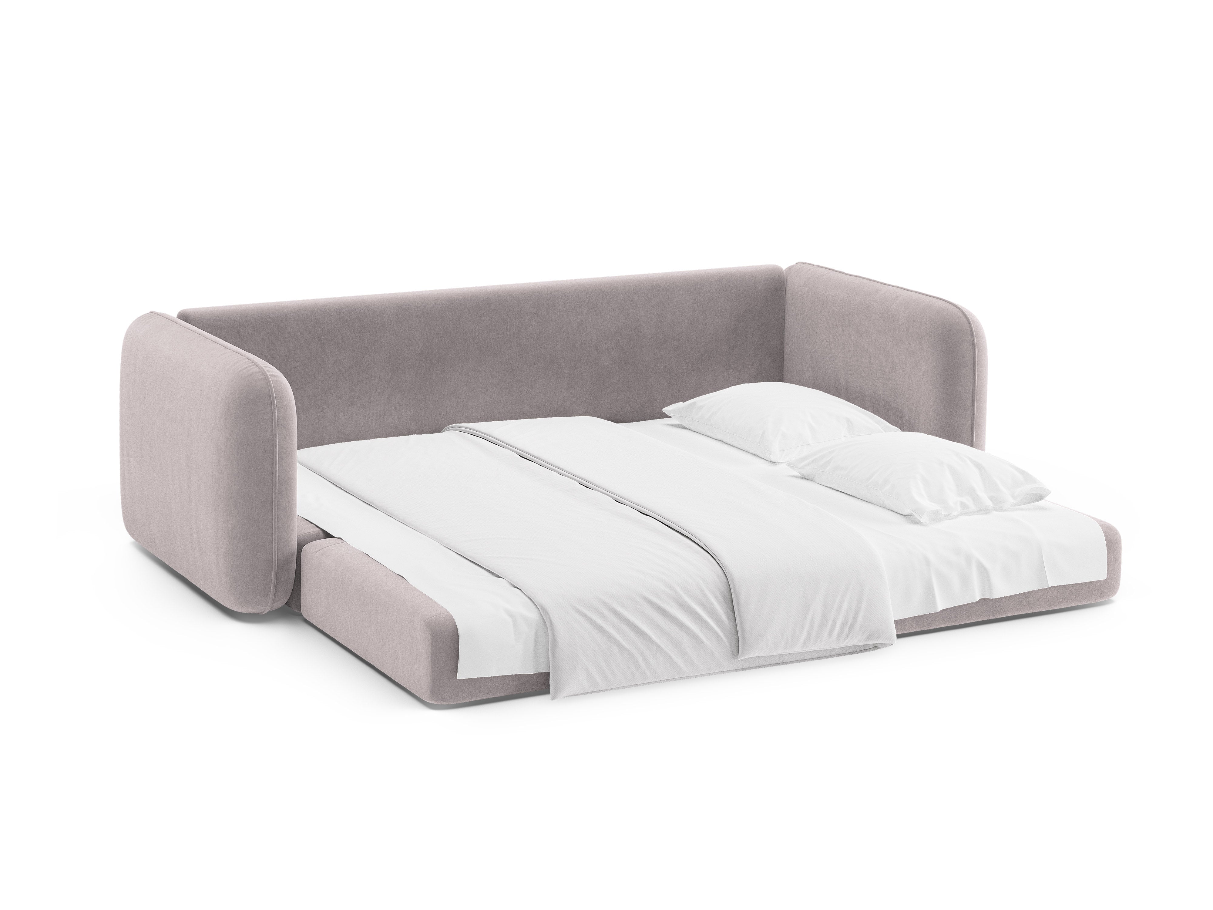 Sofa z jemného zamatového materiálu pre 3 osoby s funkciou spania DORMI svetlo šedá