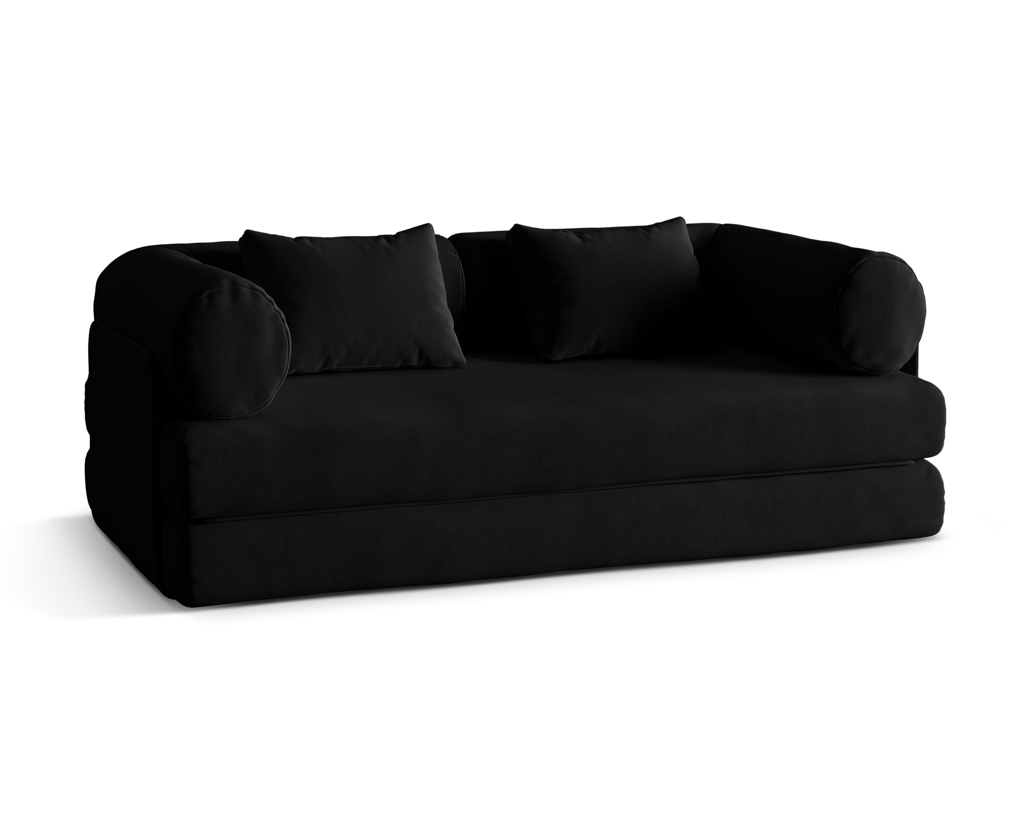 Sofa z jemného sametu pre 3 osoby s funkciou spania DREAMY čierna