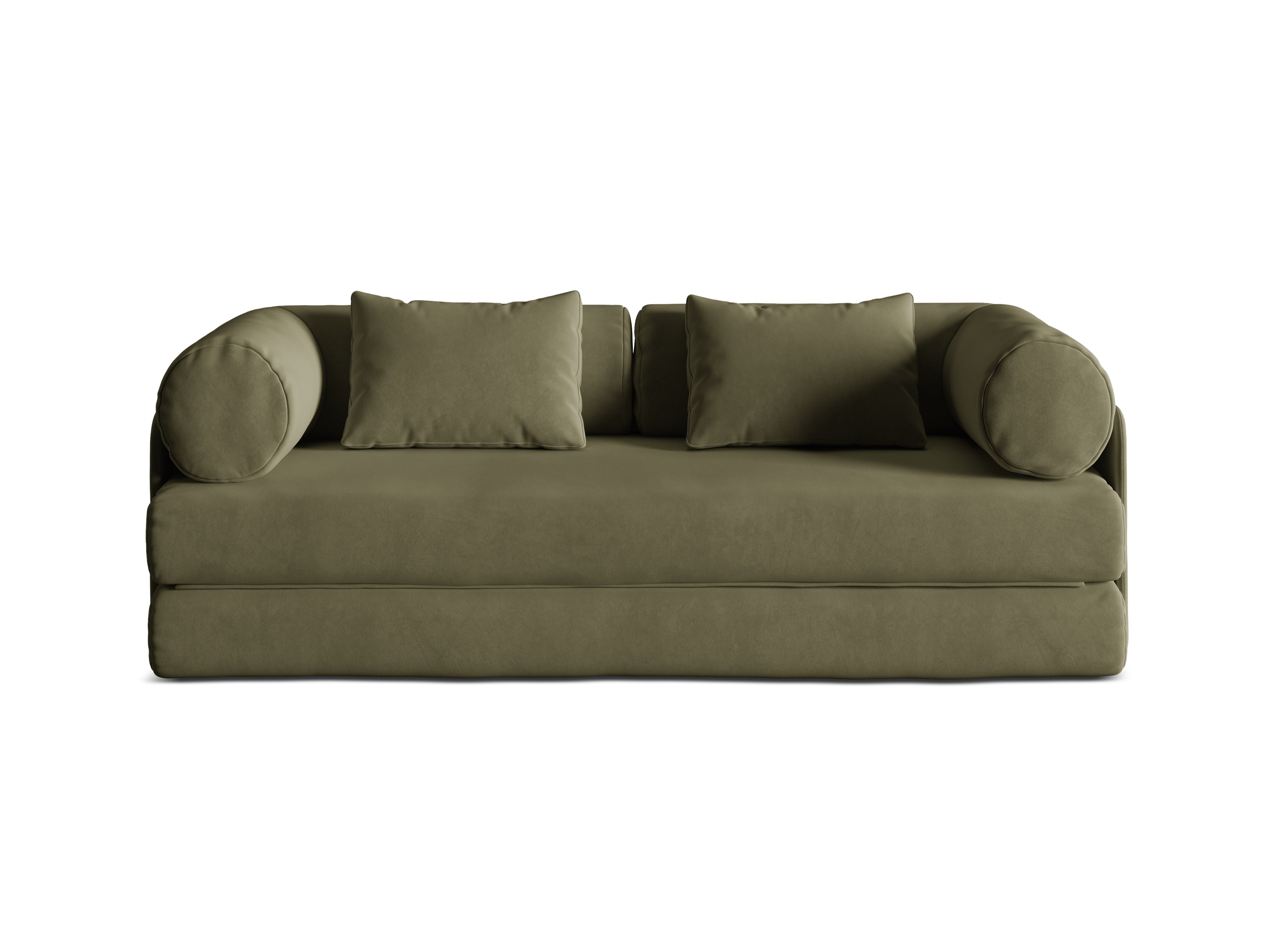 Sofa z jemného zamatového materiálu pre 3 osoby s funkciou spania DREAMY zelená