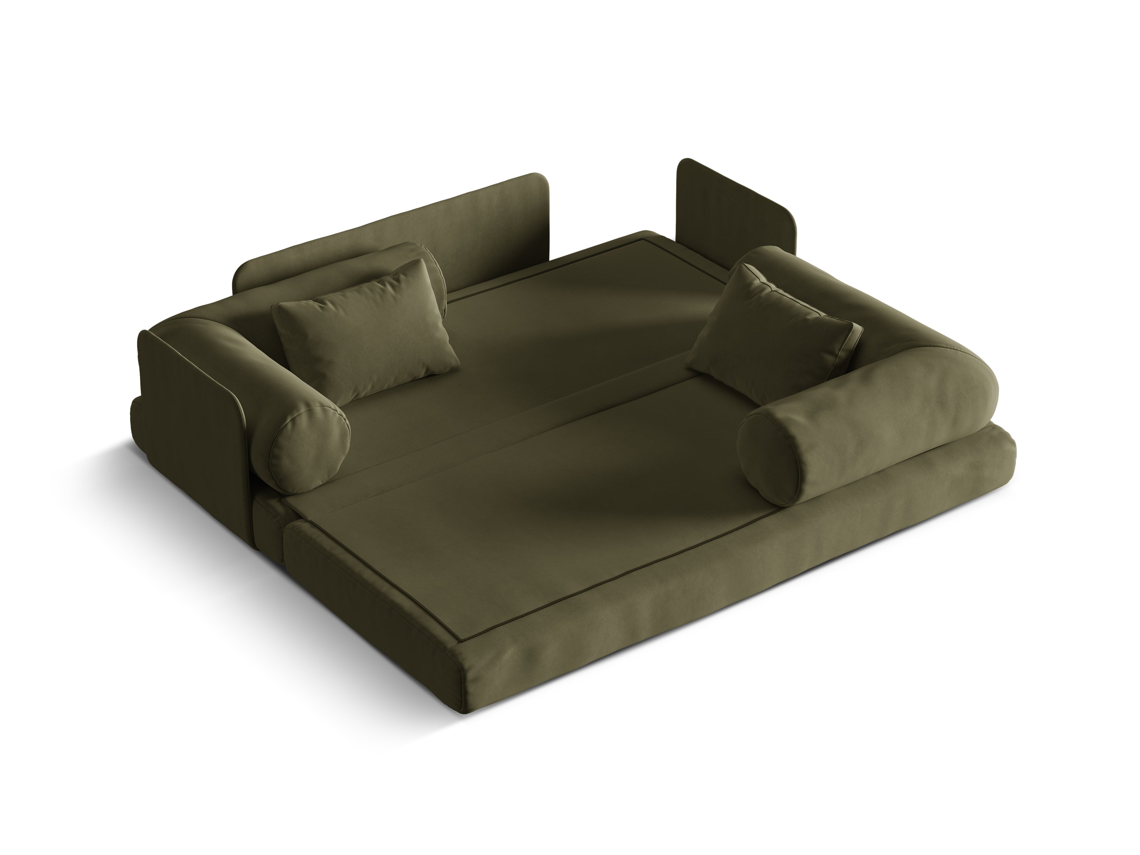 Sofa z jemného zamatového materiálu pre 3 osoby s funkciou spania DREAMY zelená