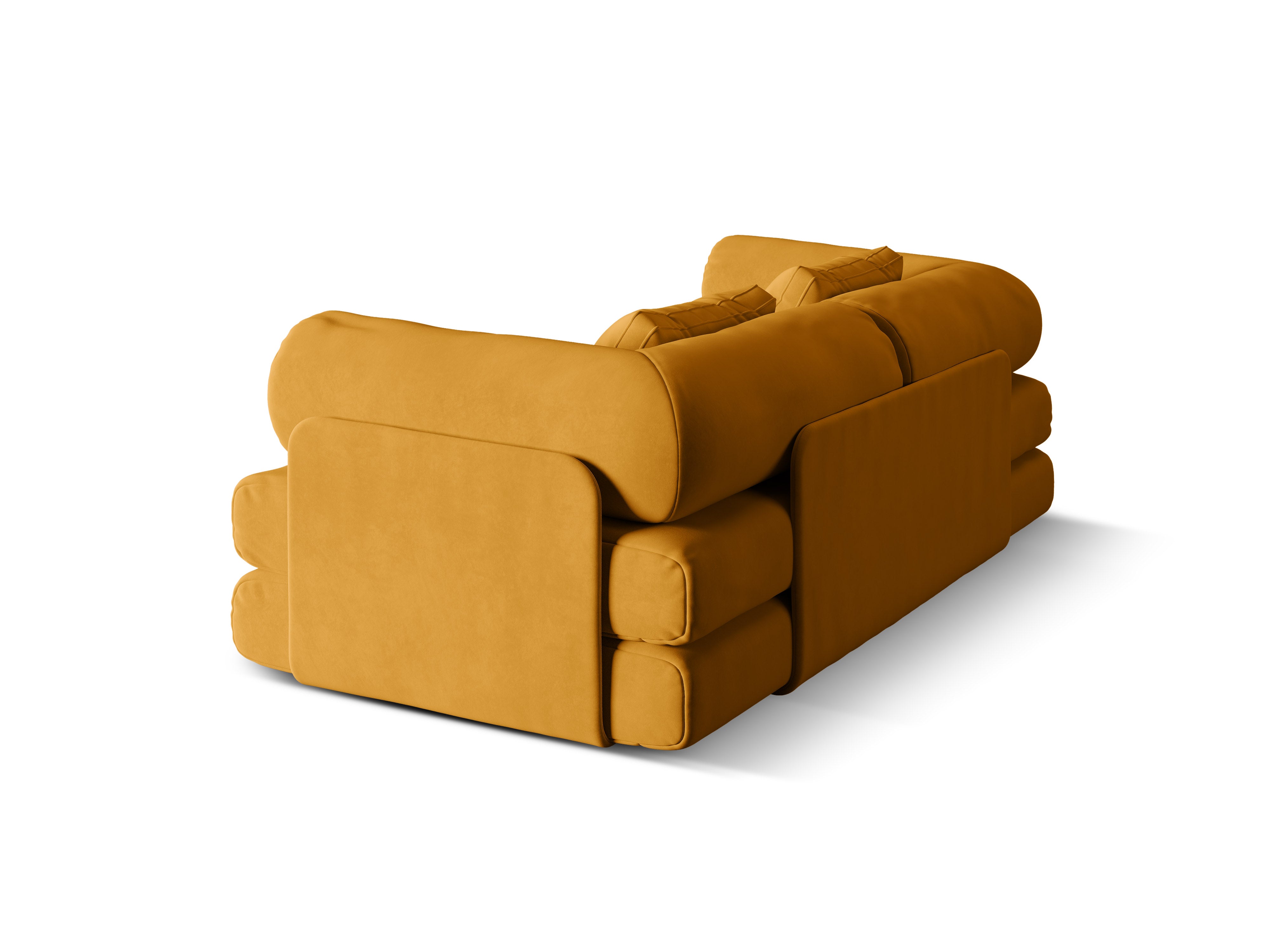Dreamy Yellow Velvet 3-Seater Sofa with Sleeping Function