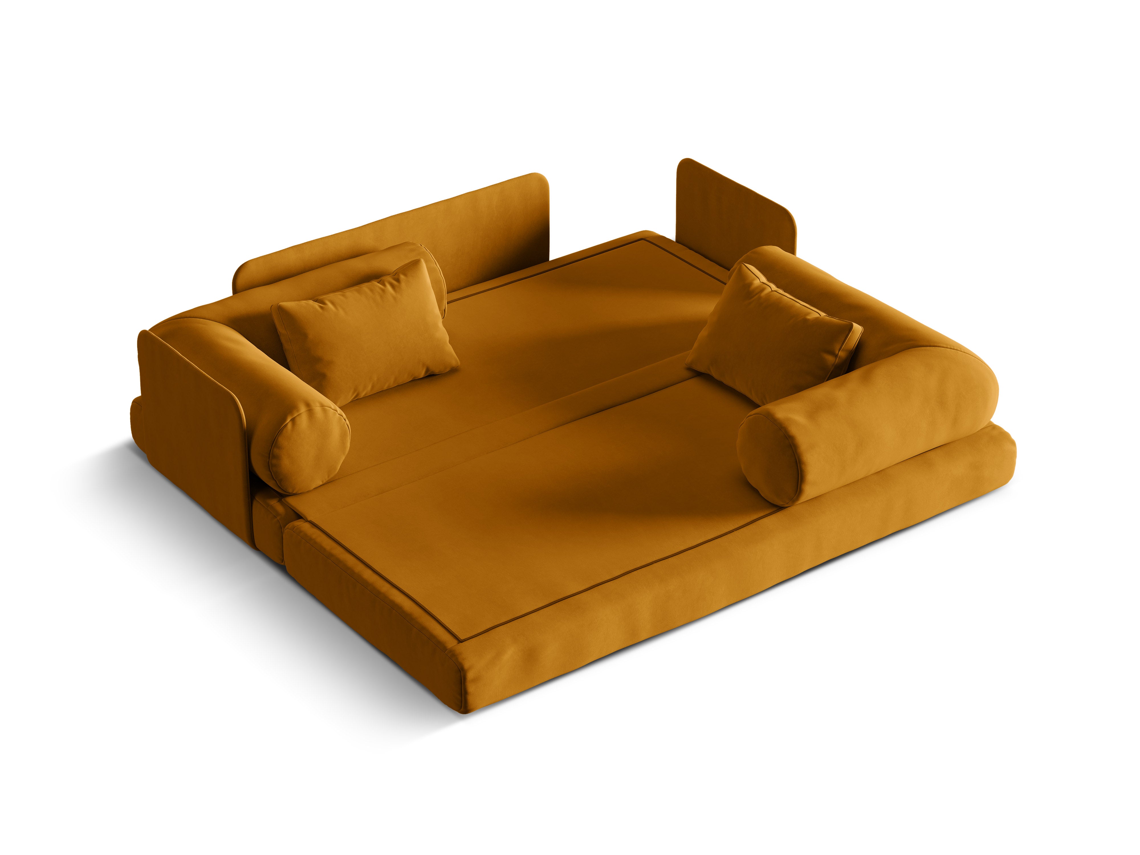 Dreamy Yellow Velvet 3-Seater Sofa with Sleeping Function